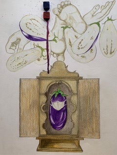 Brinjal Shrine. Drawings From the covid diaries series