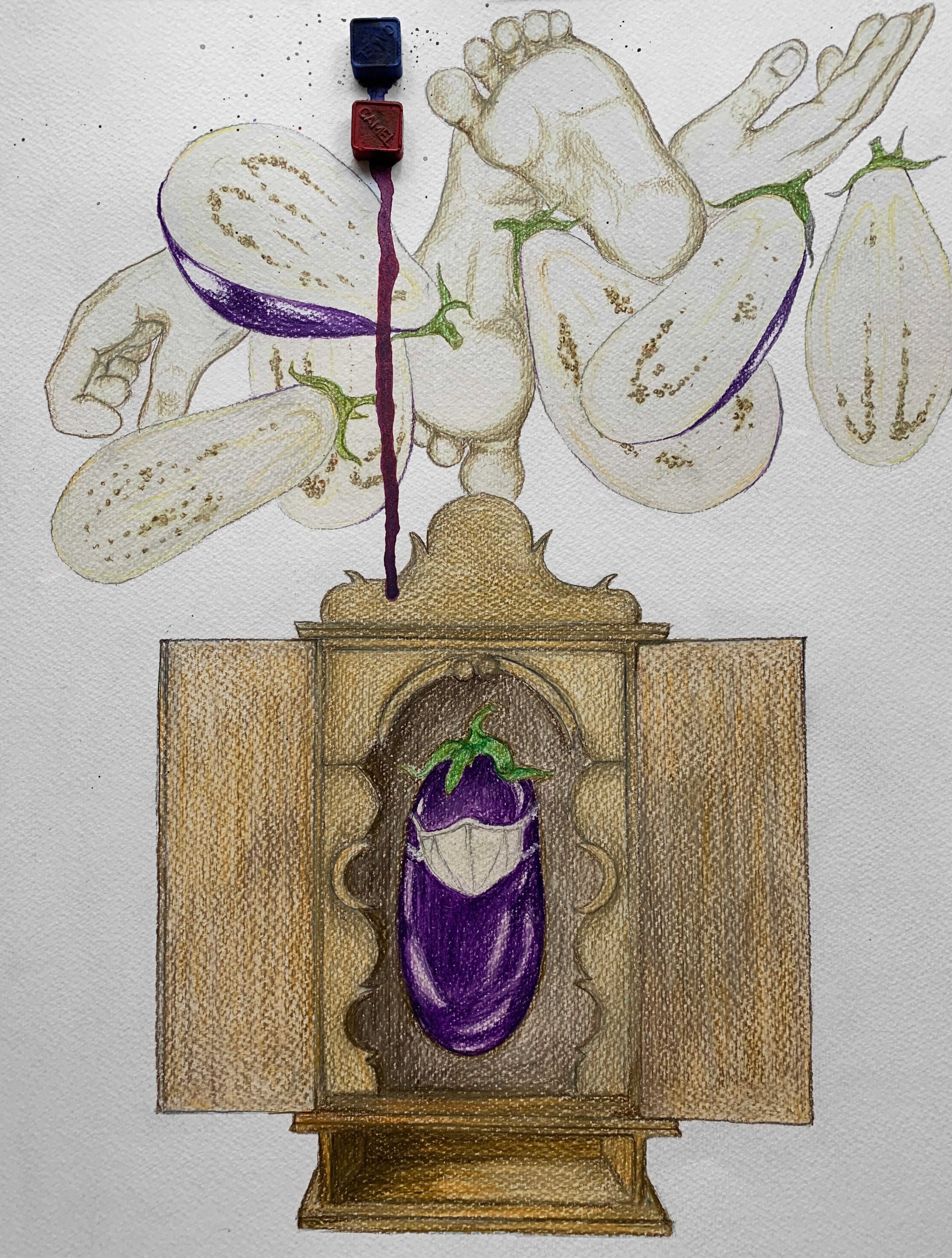 Sanctuaire de Brinjal. Dessins de la série covid diaries