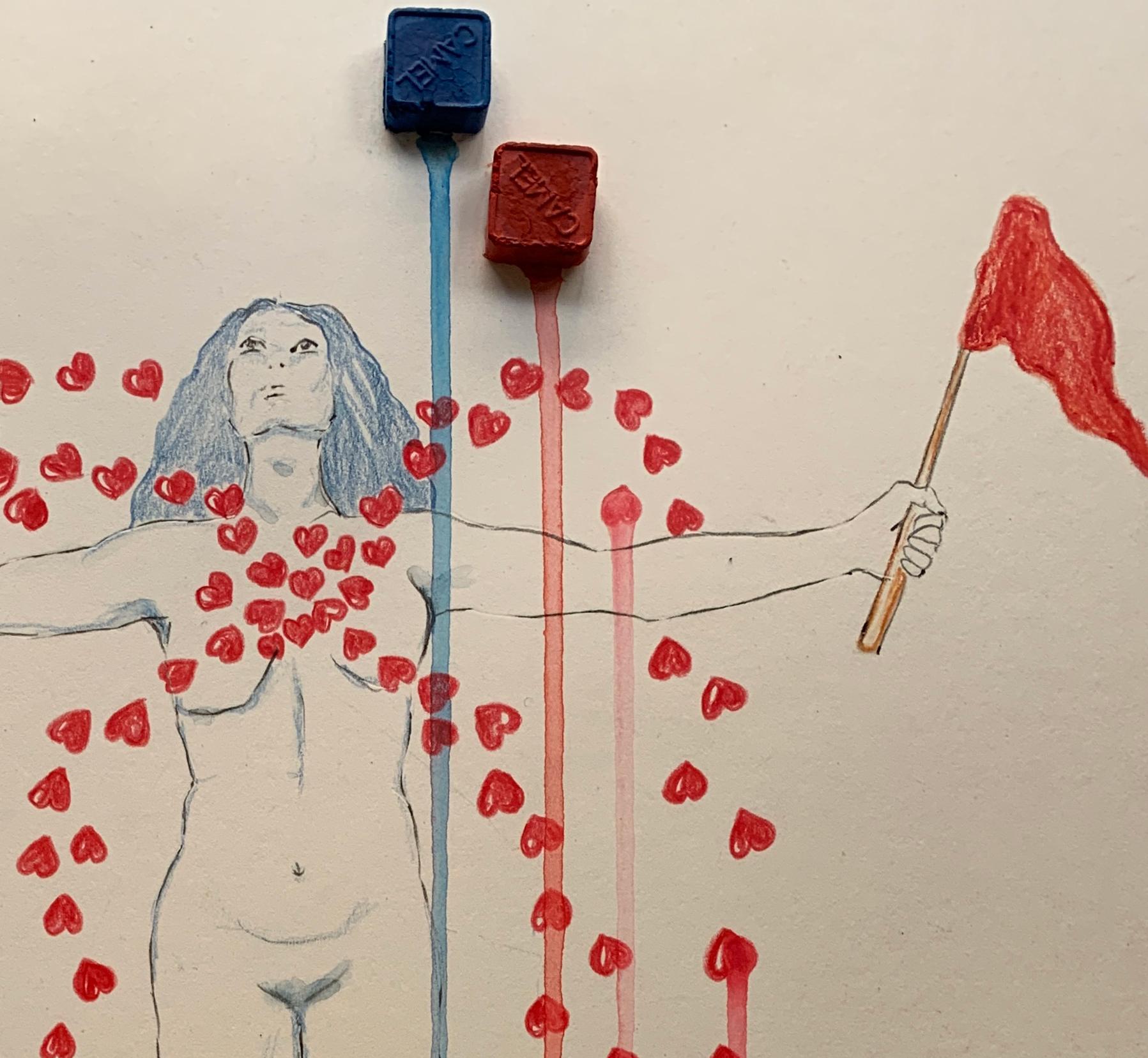 L'amour gâché. Dessins de la série covid diaries - Abstrait Mixed Media Art par Megha Joshi