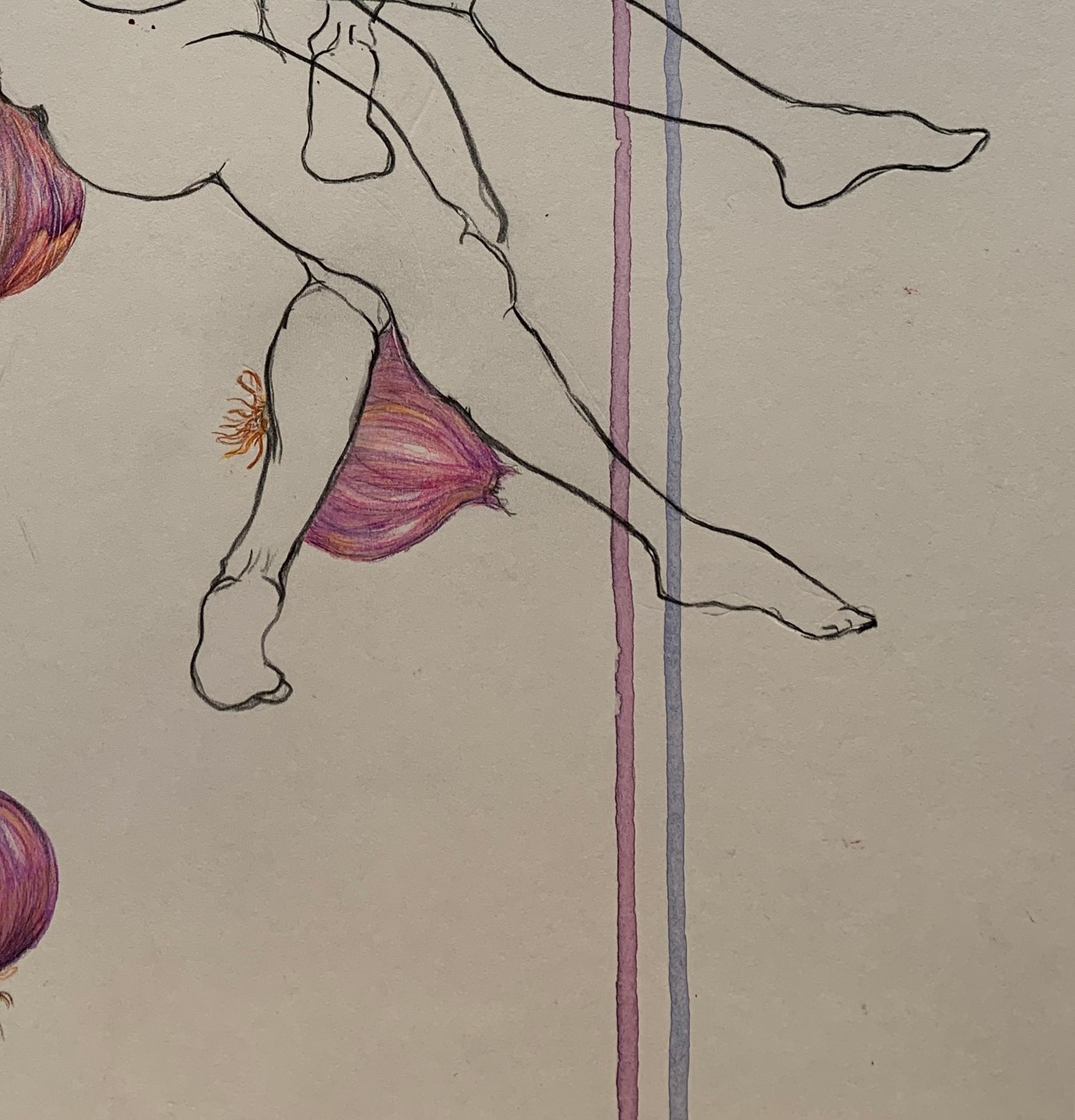 Die Zwiebeln piercen, die Bougainvillea sind heftig. Aus der Reihe der Covid-Tagebücher (Feministische Kunst), Art, von Megha Joshi