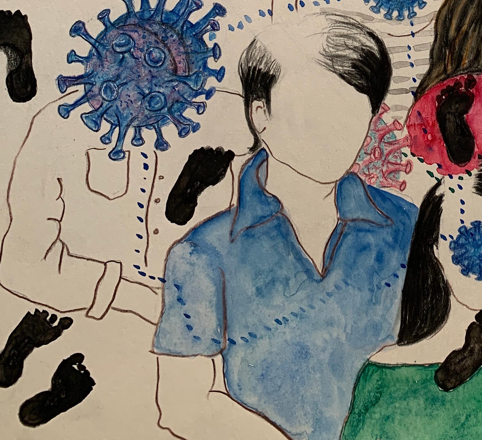 Dye oder nicht sterben. Zeichnungen aus der Serie der covid diaries – Art von Megha Joshi