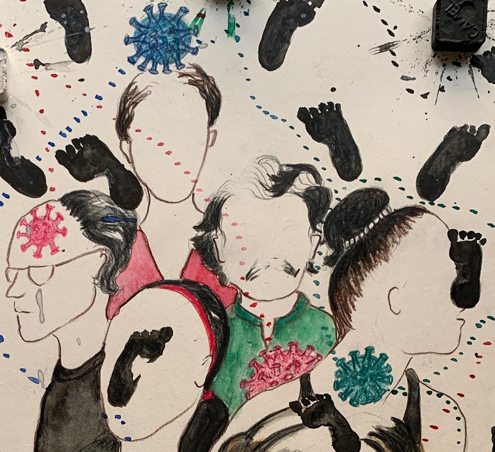 Dye oder nicht sterben. Zeichnungen aus der Serie der covid diaries (Abstrakt), Art, von Megha Joshi