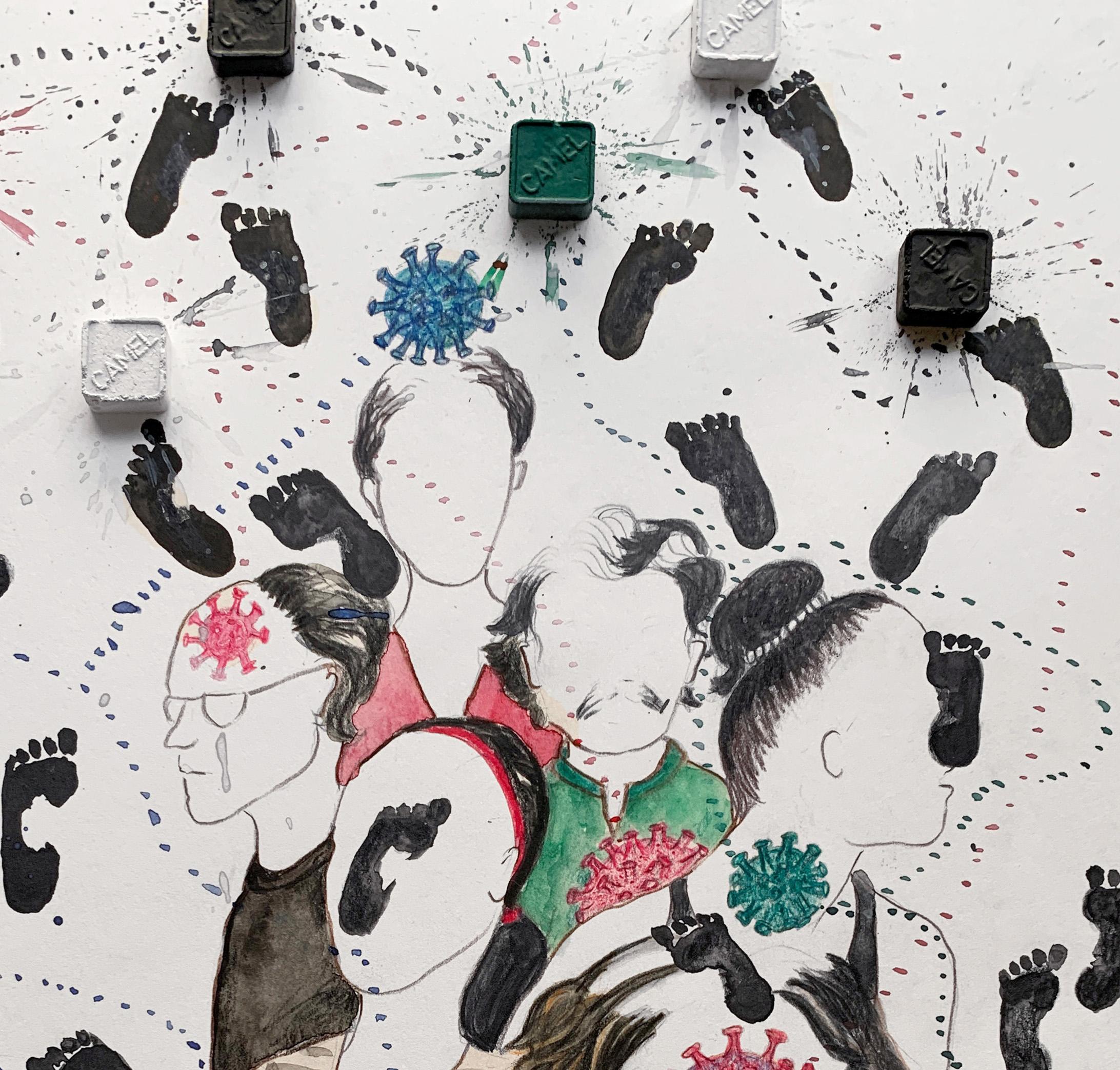 To Dye or Not To Die. Drawings From the covid diaries series - Abstract Art by Megha Joshi