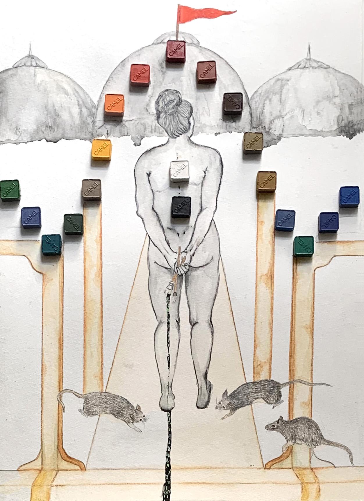 Kya Banaye, Kahaan Banaye?. What shall we make and where shall we make it. - Black Figurative Art by Megha Joshi
