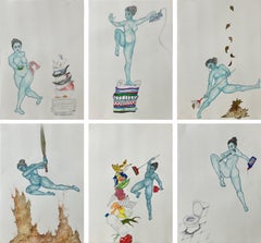 Set of 6 Watercolour on paper from the Battle Series.