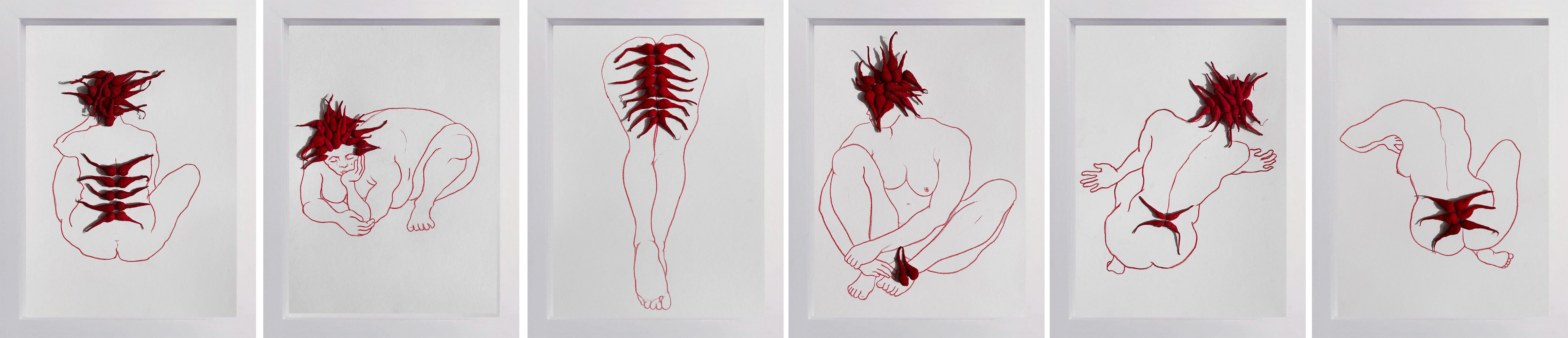 Set di 6 opere d'arte. Dalla serie Red