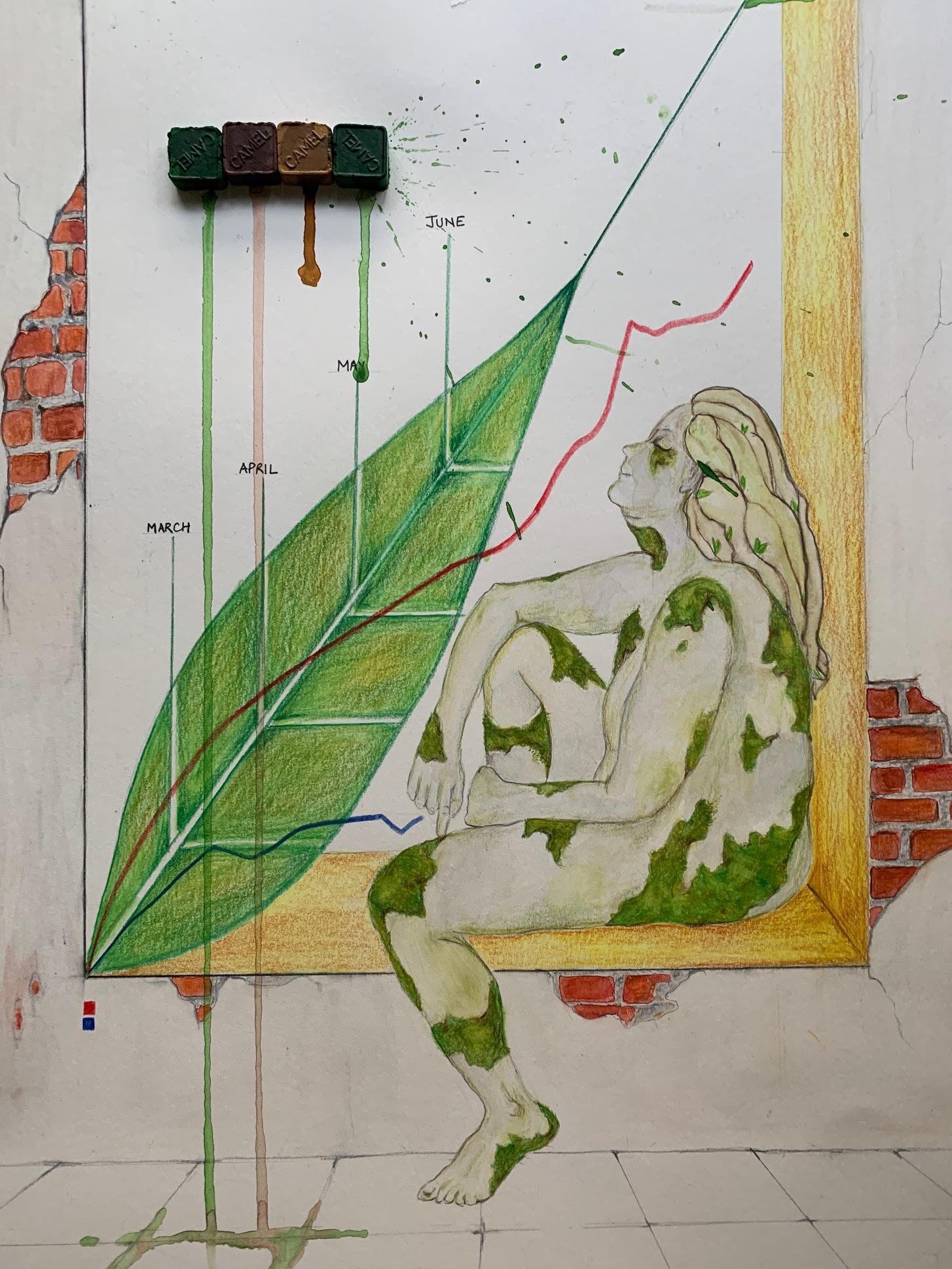 March to June, Covid Nights, and July Triptych. From the covid diaries series - Art by Megha Joshi