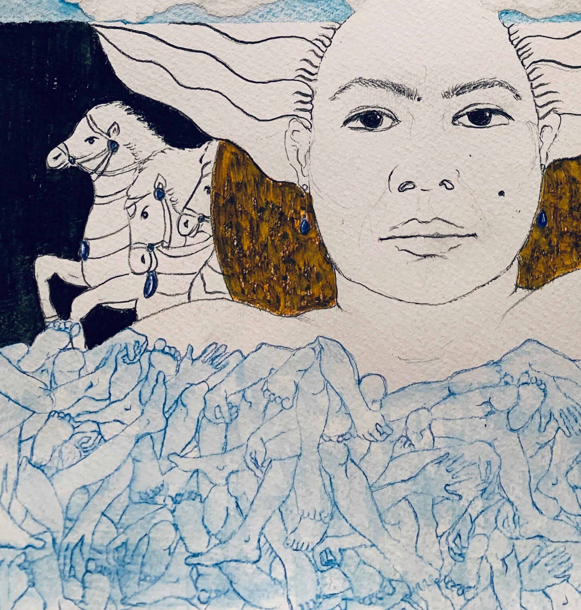Set of 2 Drawings. From the covid diaries series - Abstract Mixed Media Art by Megha Joshi