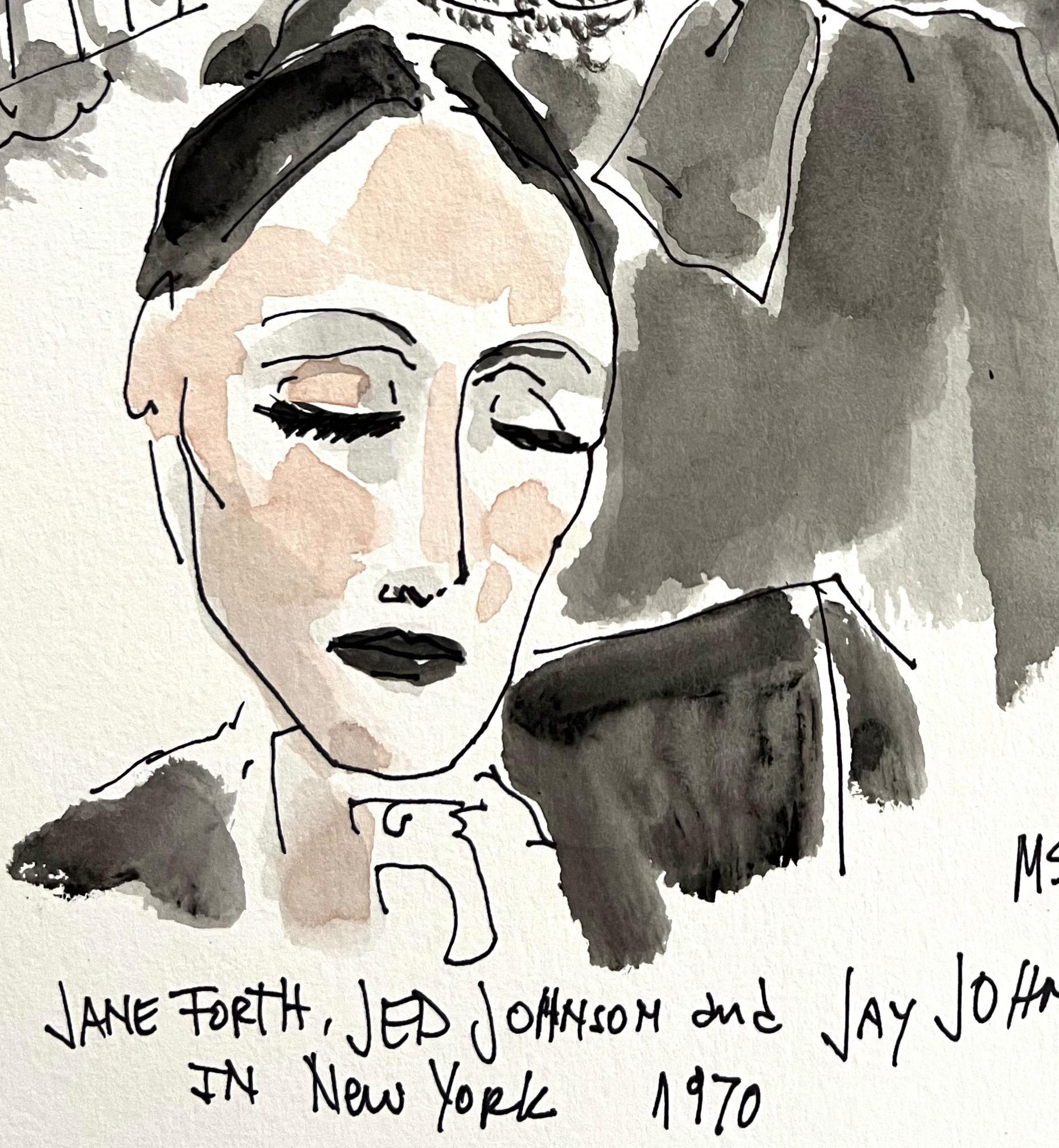 Jane Forth & Jed et Jay Johnson à New York en 1970 - Beige Figurative Art par Manuel Santelices