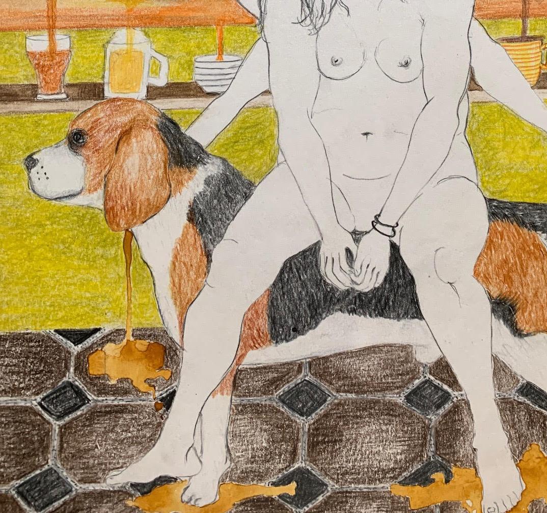 Bring it on and Dog and The Bone Diptych. Drawings From the covid diaries series For Sale 2