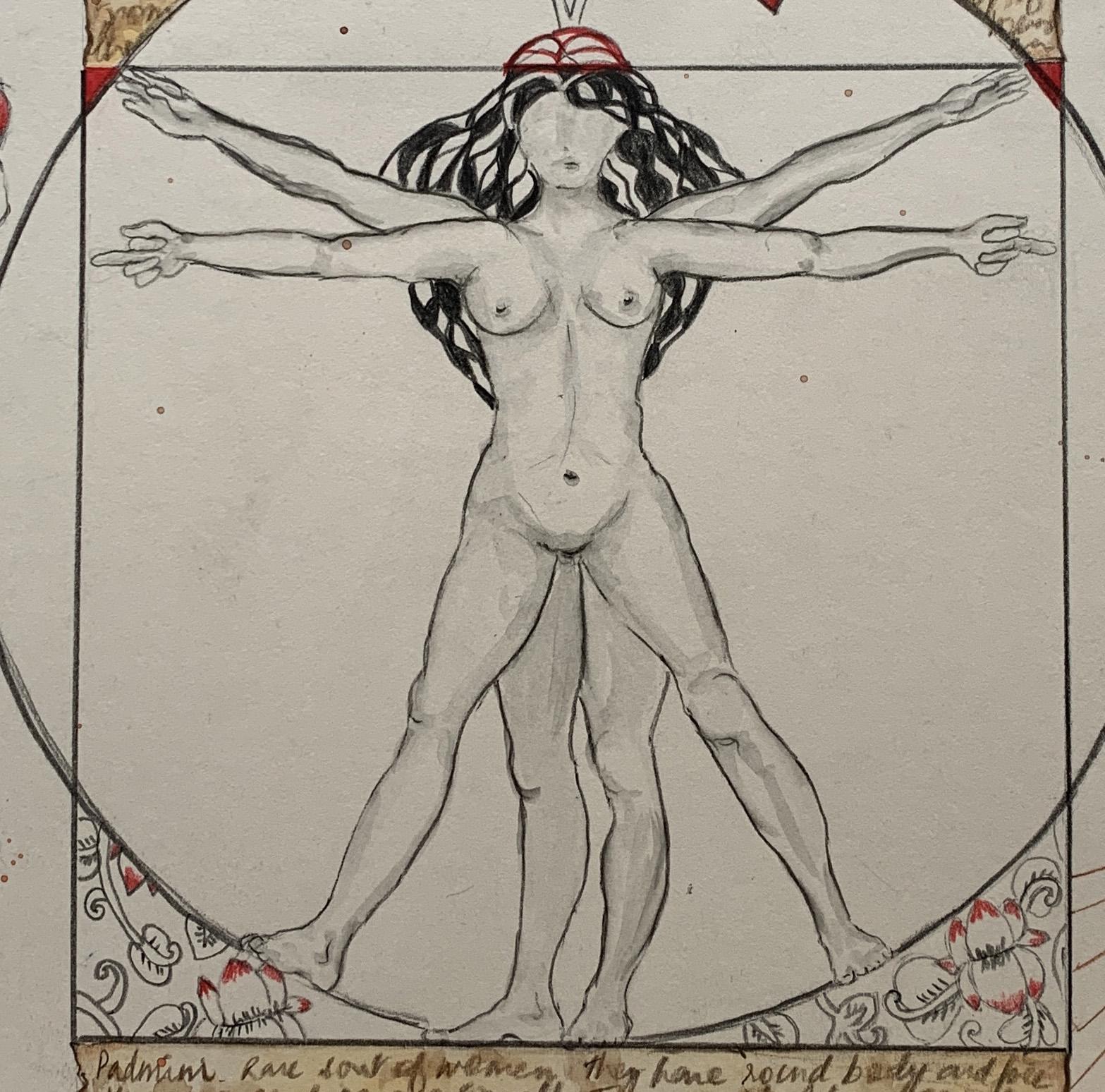 Set of 2 Drawings. From the covid diaries series - Brown Figurative Art by Megha Joshi