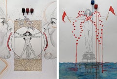Set di 2 disegni. Dalla serie dei diari di covid