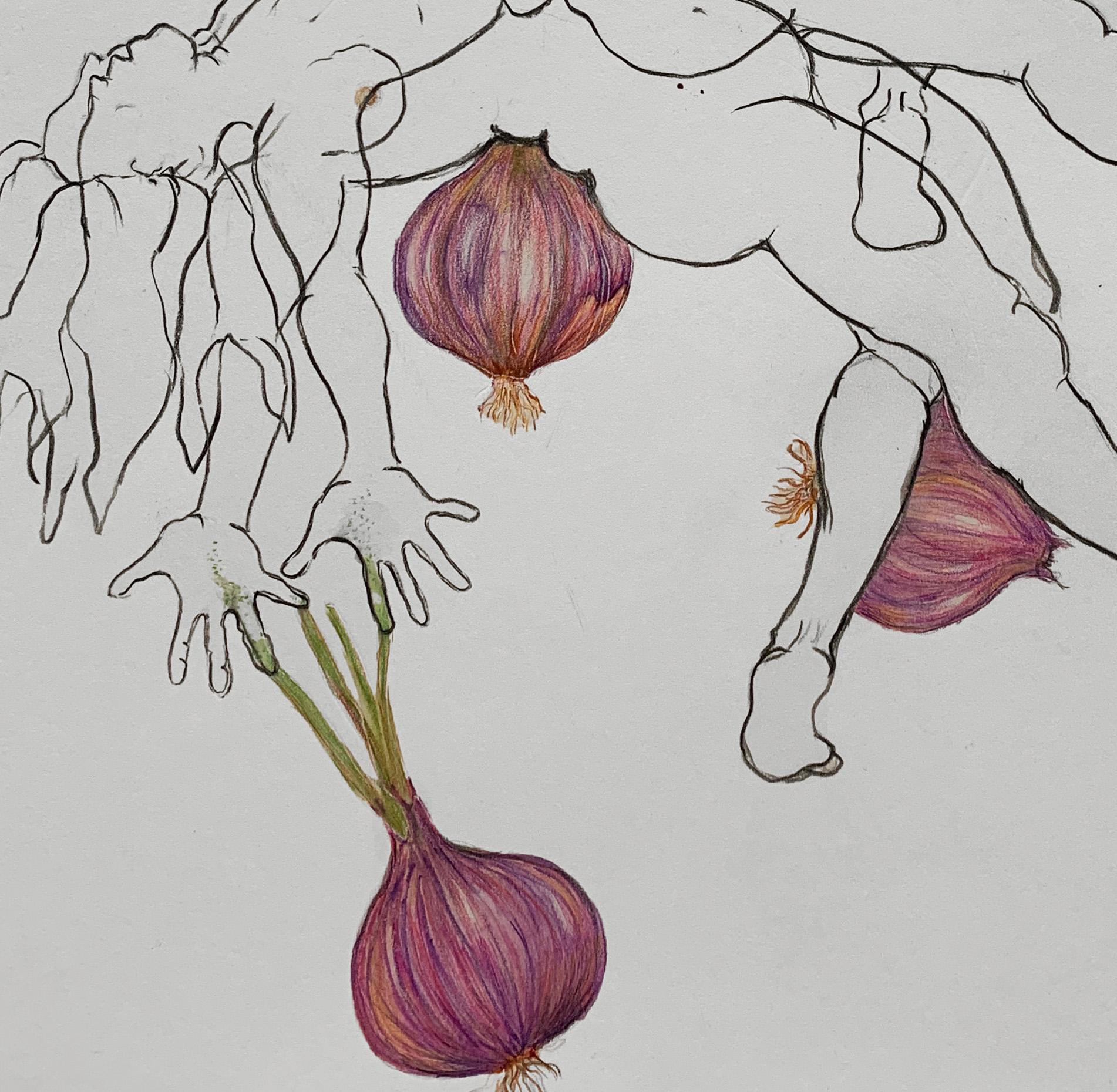 Set of 2 Drawings. From the covid diaries series - Gray Figurative Art by Megha Joshi