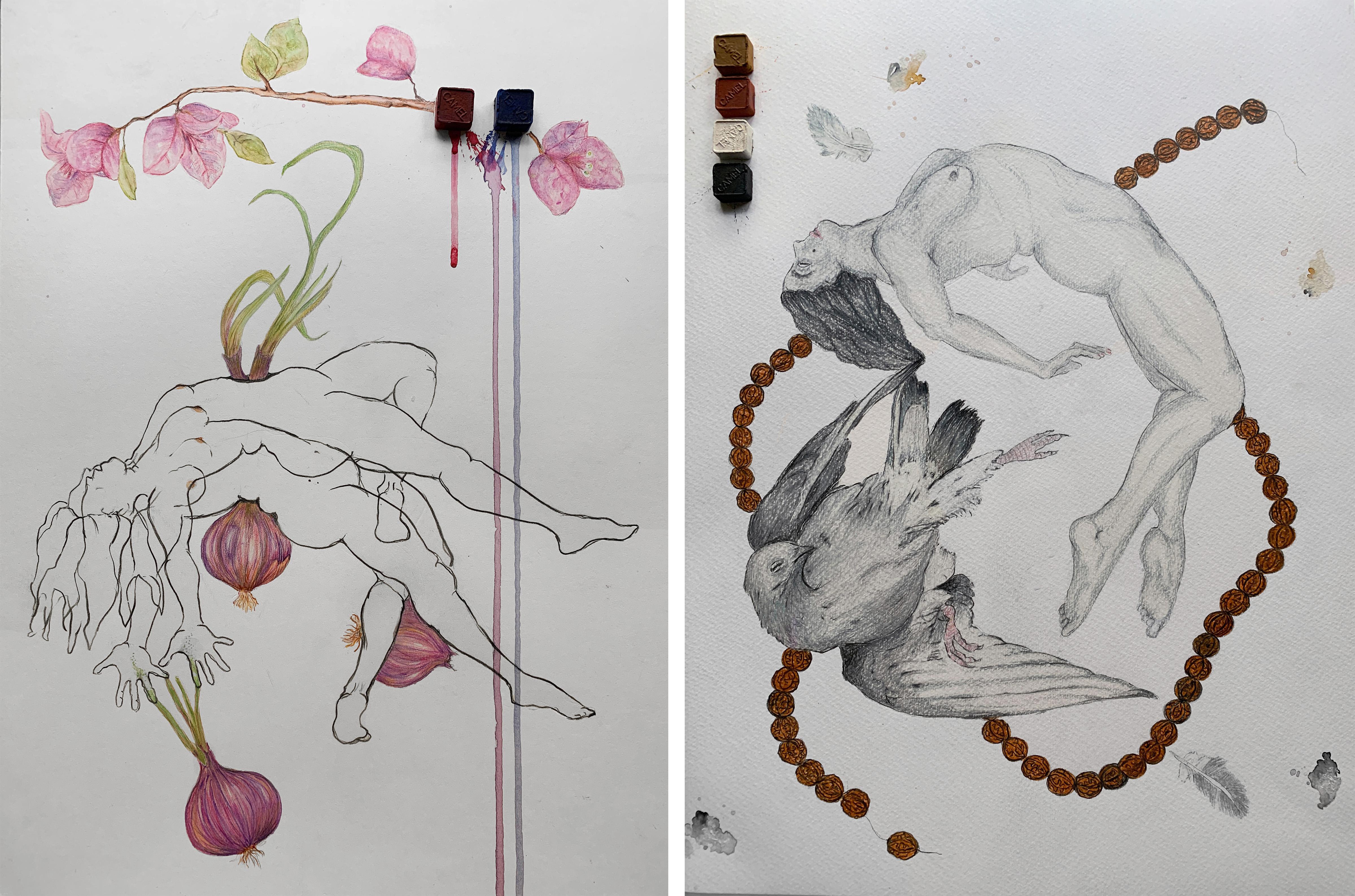 Set of 2 Drawings. From the covid diaries series