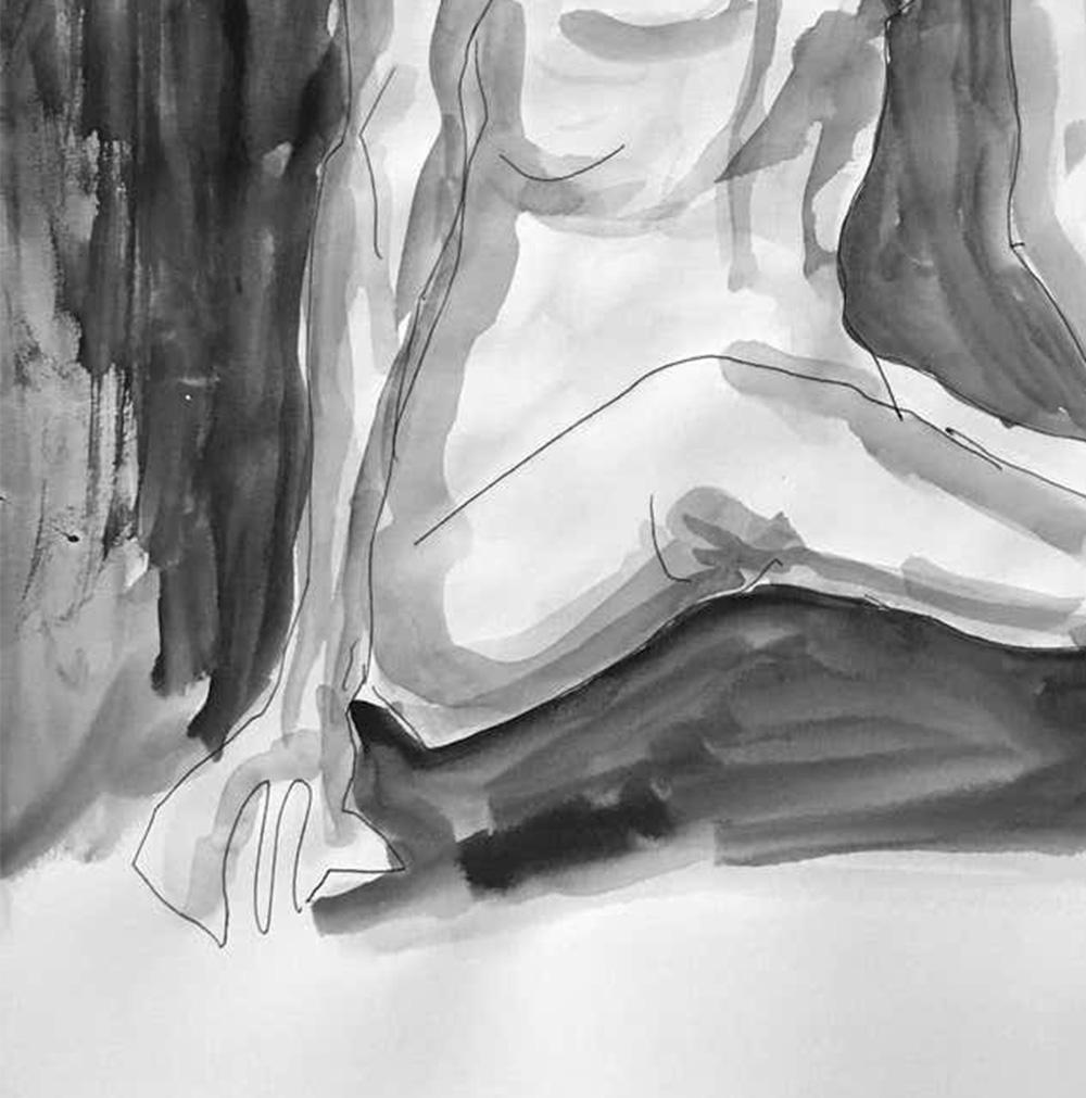 Yves Saint Laurent, Portrait - Gray Figurative Art by Manuel Santelices