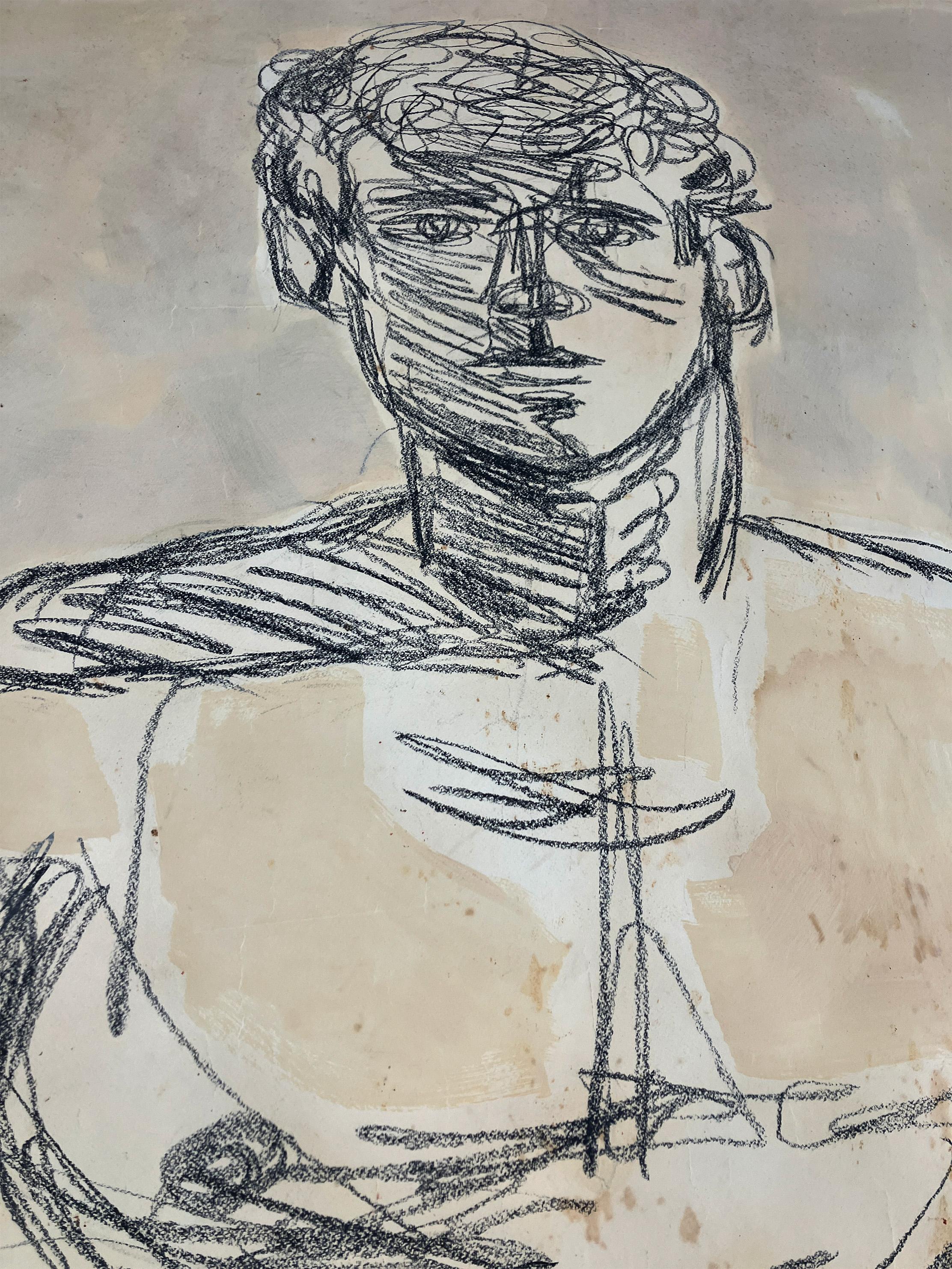 Untitled Diptych, Figurative Nude Drawing - Contemporary Art by Celso José Castro Daza