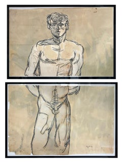 Díptico sin título, Dibujo de desnudo figurativo