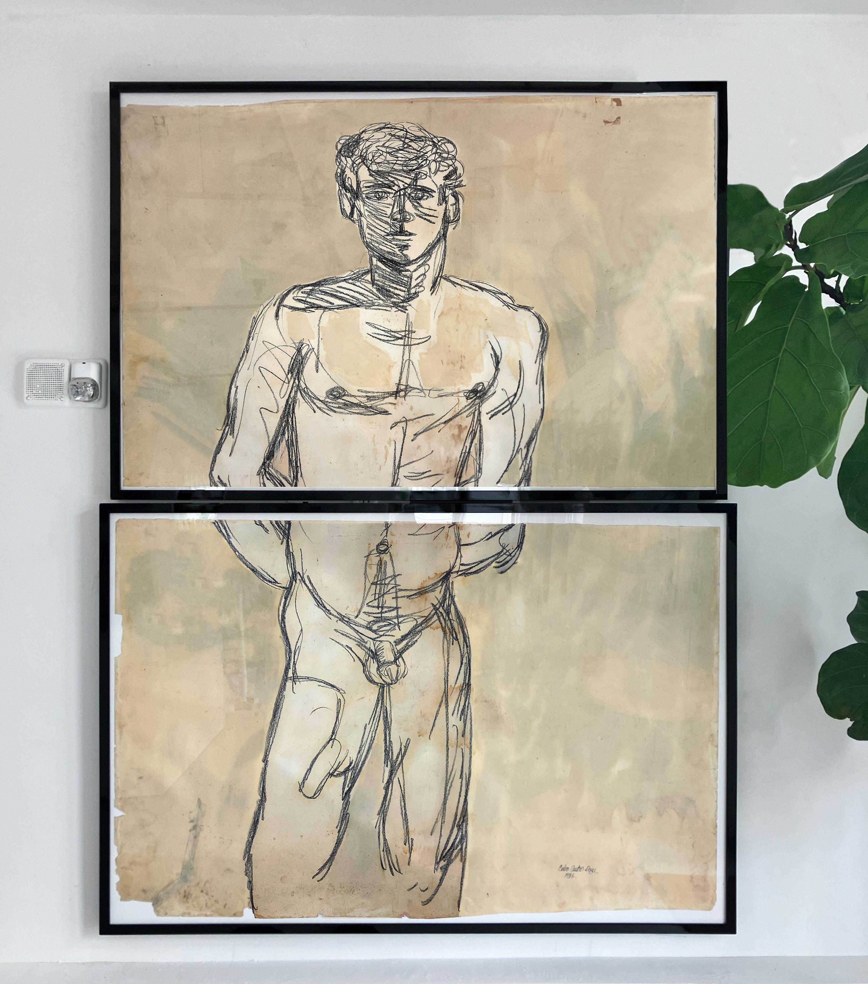 Untitled Diptych, Figurative Nude Drawing 6