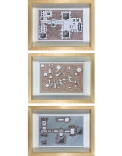 Set of 3 Abstract Drawing on paper. From the series Illusions of the Line