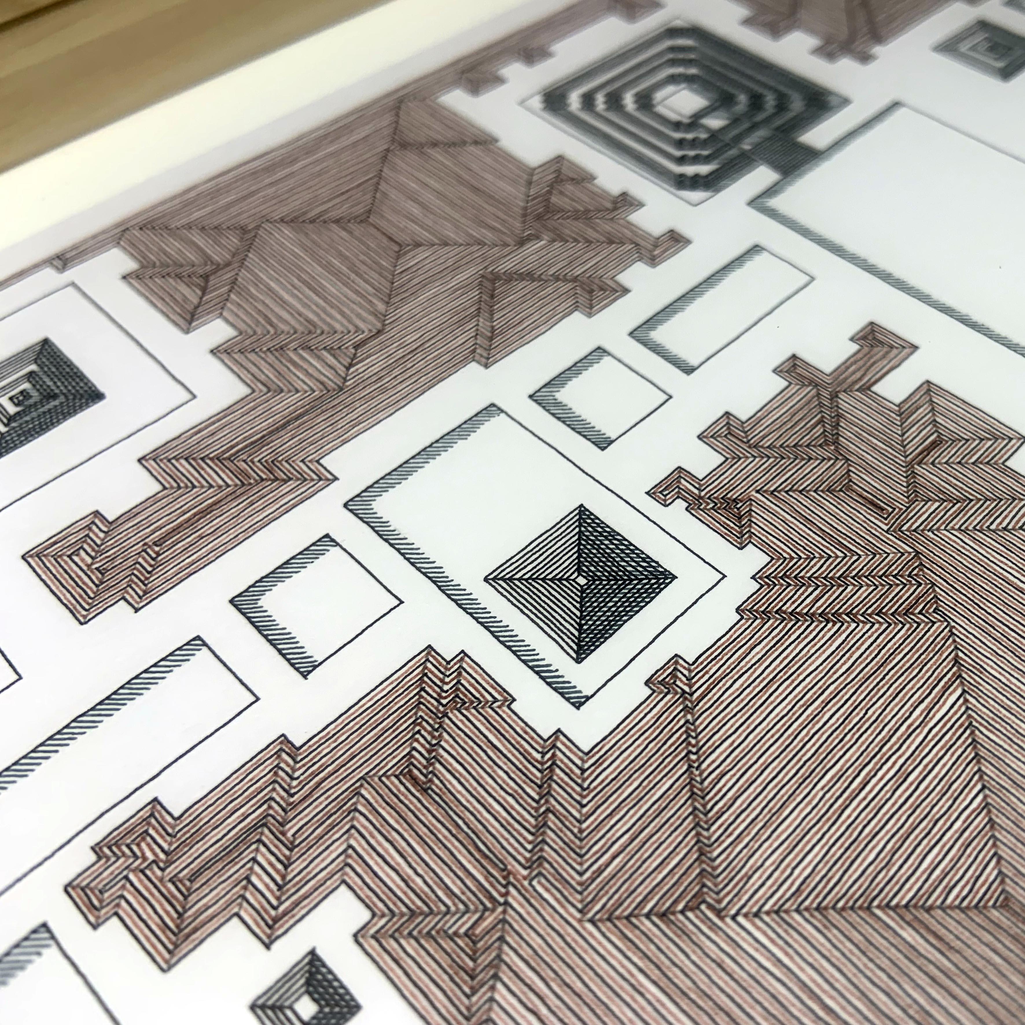 Set of 3 Abstract Drawing on paper. From the series Illusions of the Line For Sale 1