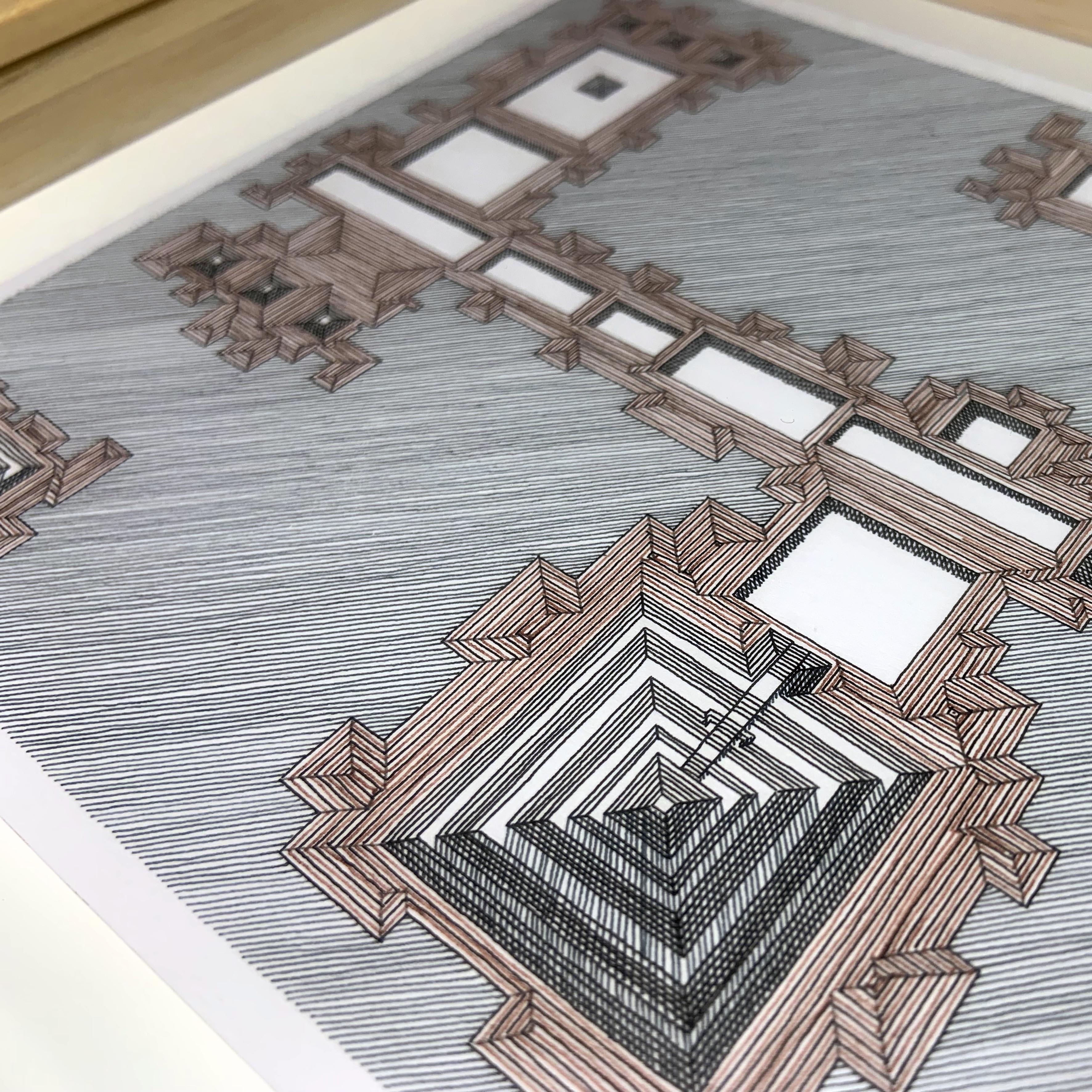 Set of 3 Abstract Drawing on paper. From the series Illusions of the Line For Sale 5