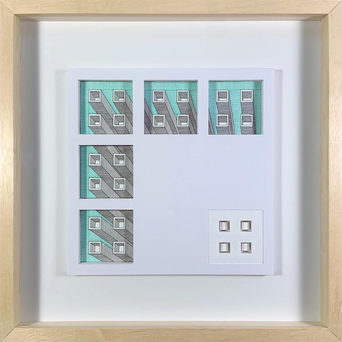 Satz von 4 abstrakten Zeichnungen. Aus der Serie Illusionen der Linie – Print von Rodrigo Spinel 