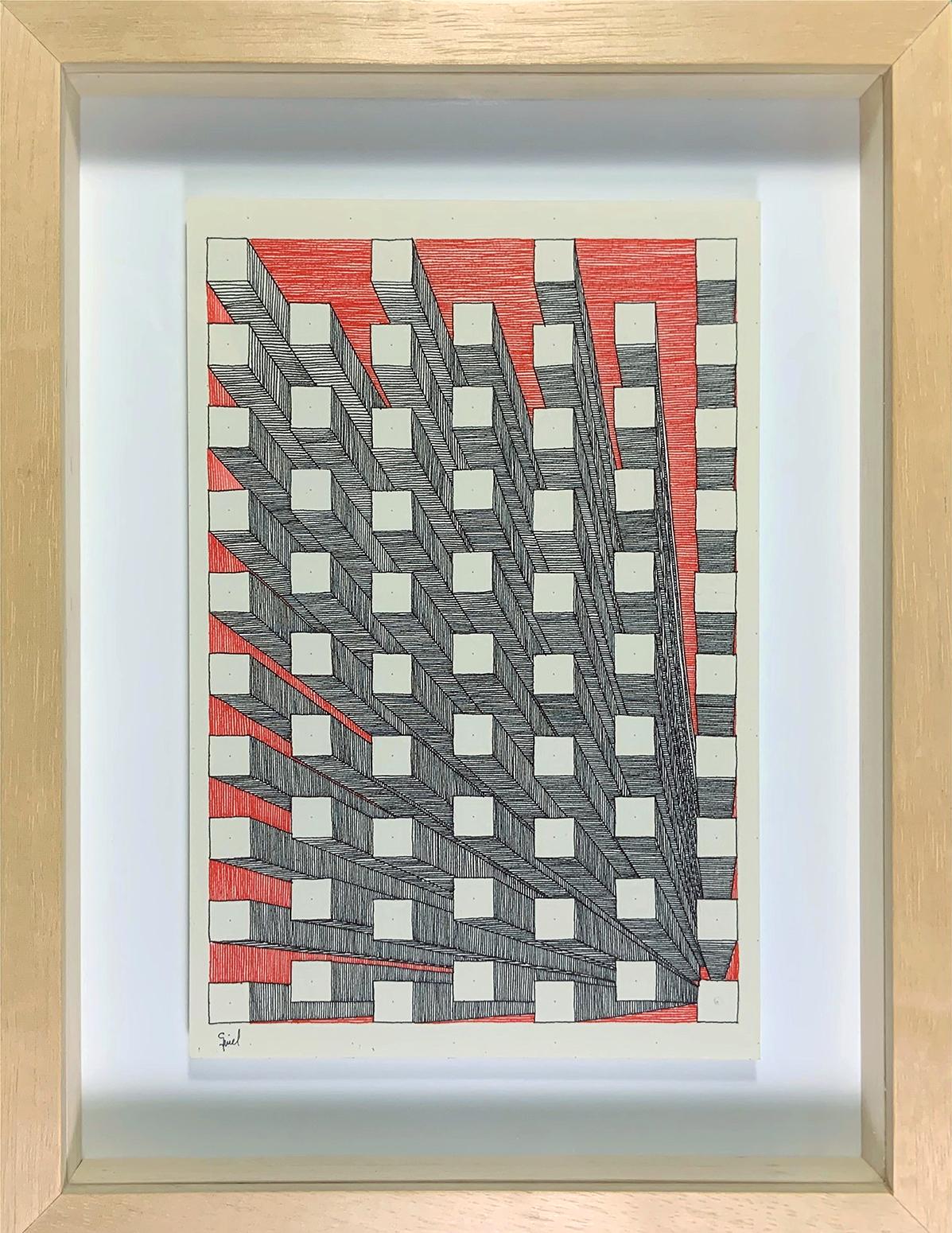 Set of 3 drawings by Rodrigo Spinel 
From the series Illusions of the Line
Chinese ink on Fabriano paper 250 g.

1. Bloques Desalineado 2, 2017  (Chinese ink on bond paper)
2. Espejo, 2018
3. Regular, 2017

Overall size: 
Image size: 21 H x 44.4 W