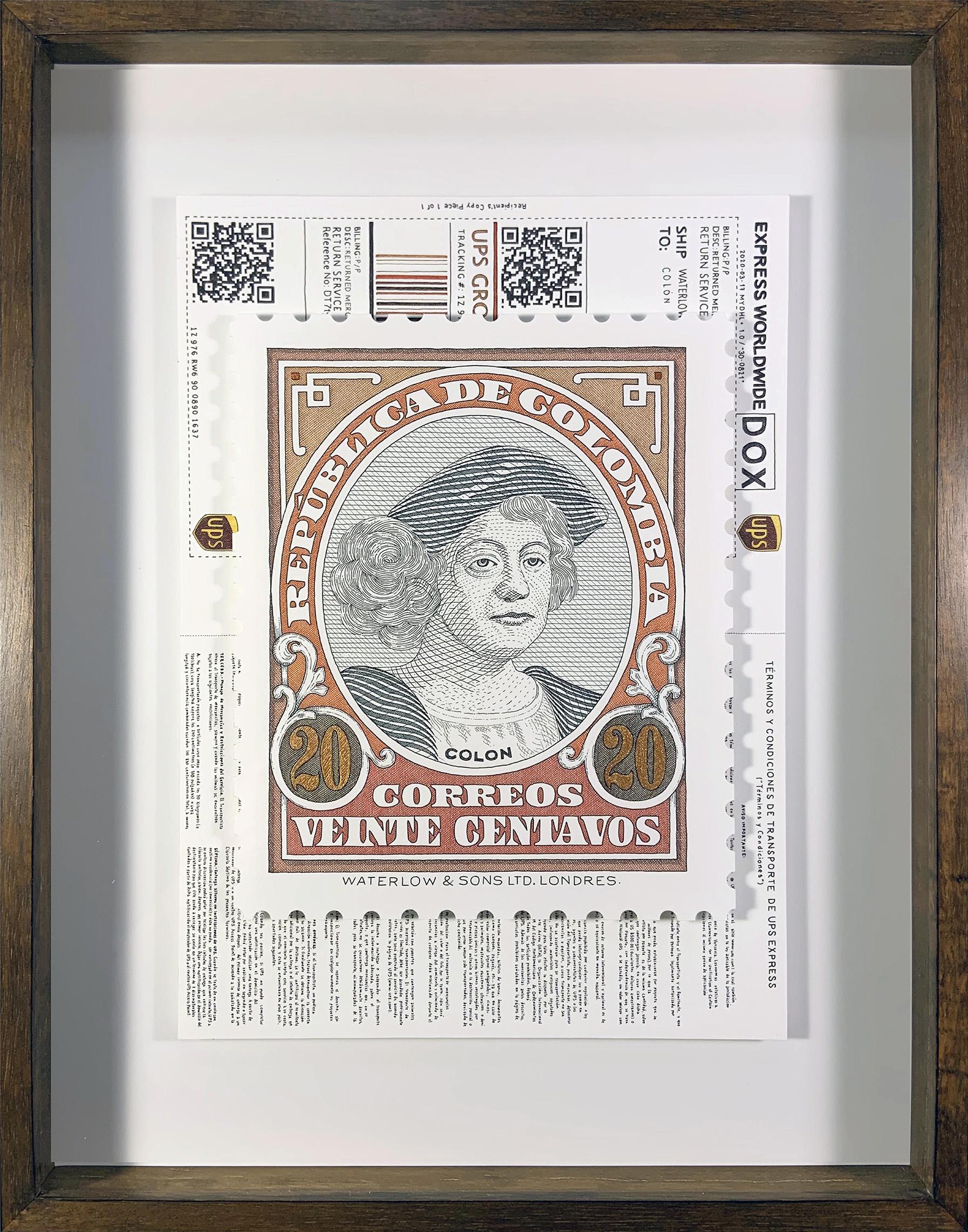 Set of 3 Stamps. Framed. From The Series Terms and Conditions - Abstract Art by Rodrigo Spinel 