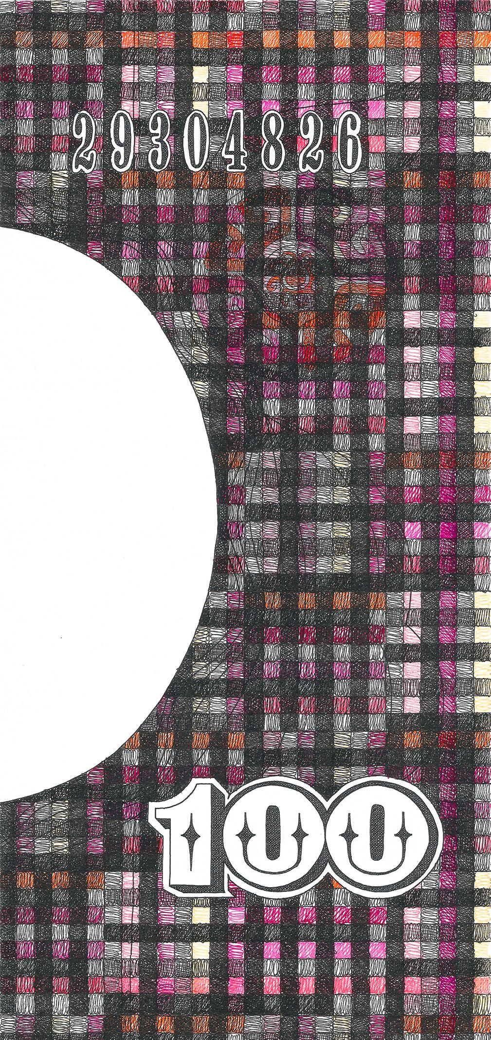 Anverso Derecha 100 / 500 Valor Real. De la série L'argent papier est blanc - Abstrait Art par Rodrigo Spinel 