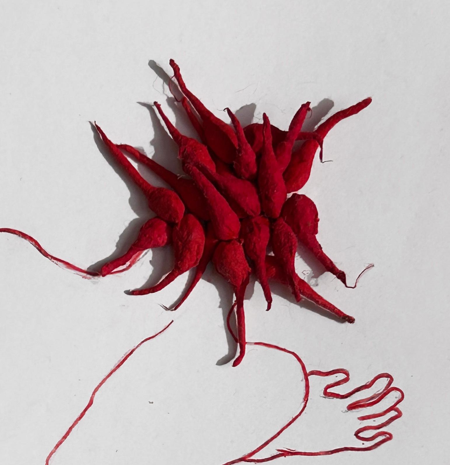 XVI De la Serie Roja - Mixed Media Art Feminista de Megha Joshi