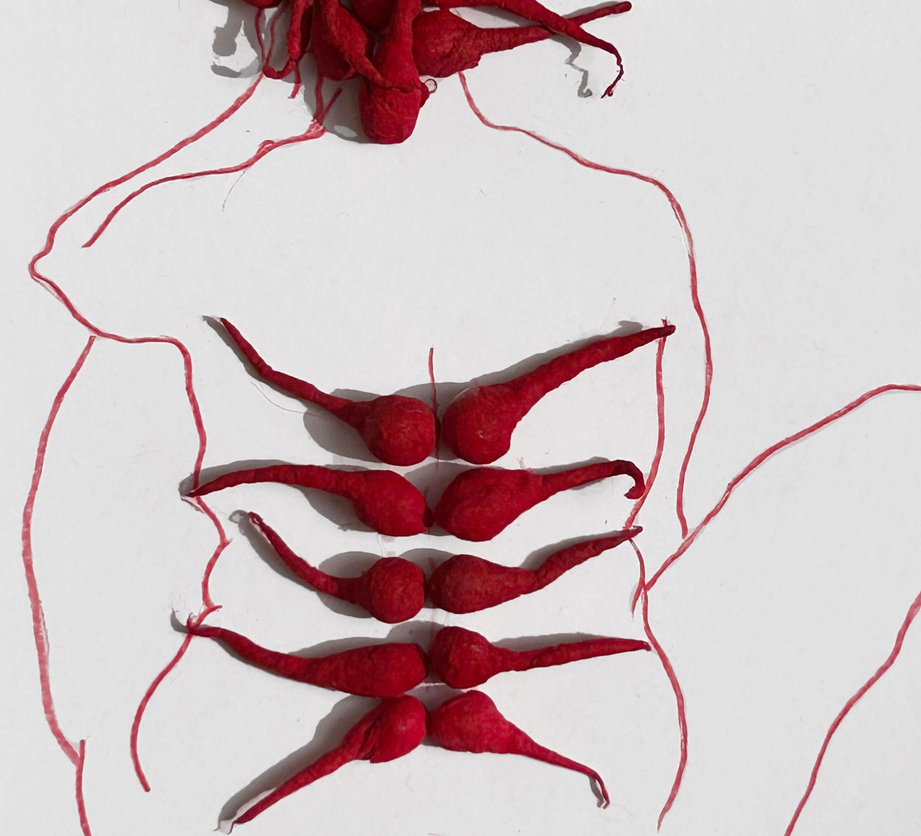 XII From The Red Series - Gray Figurative Art by Megha Joshi