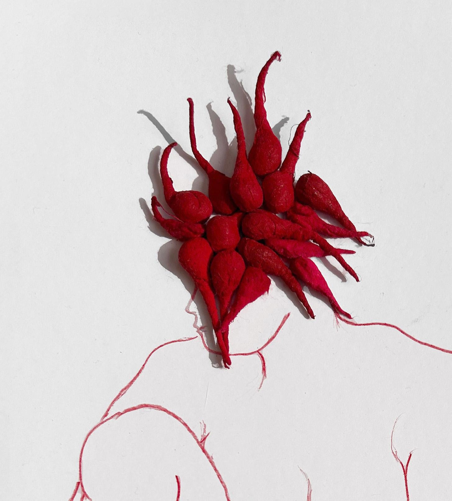 XV From The Red Series - Feminist Mixed Media Art by Megha Joshi