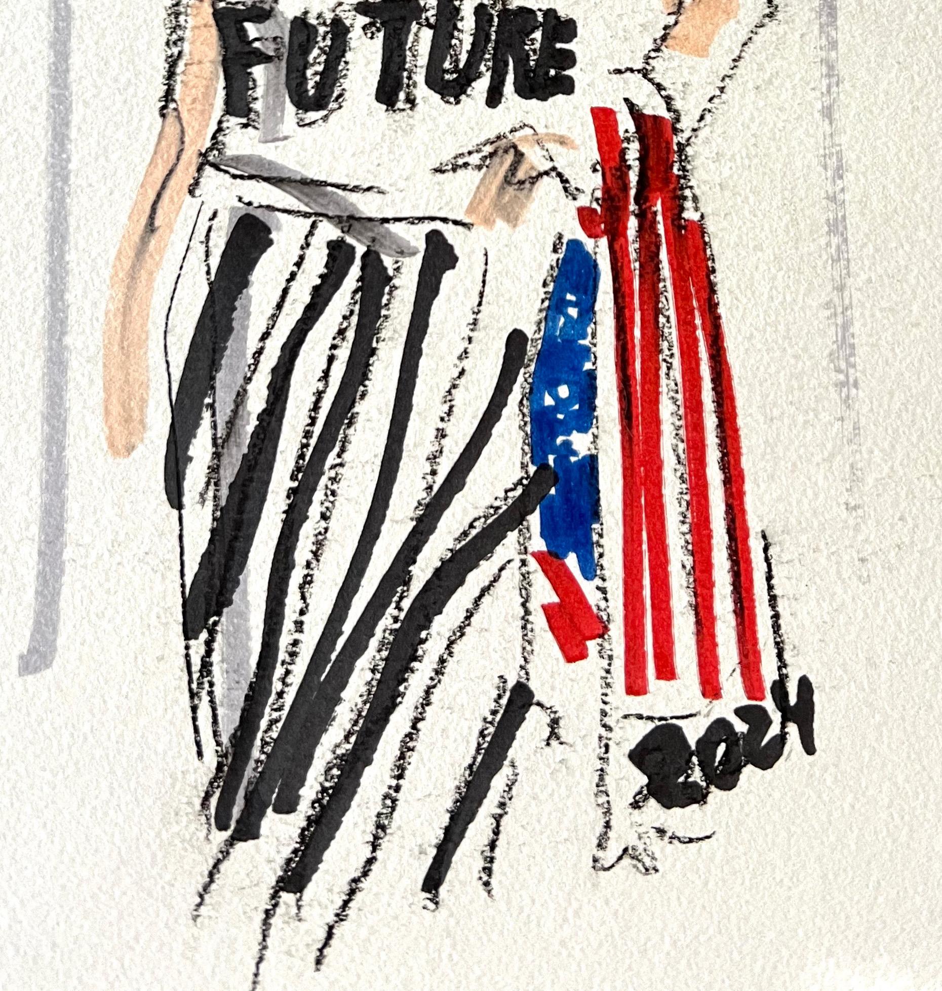Fashion for our Future - Beige Figurative Art by Manuel Santelices