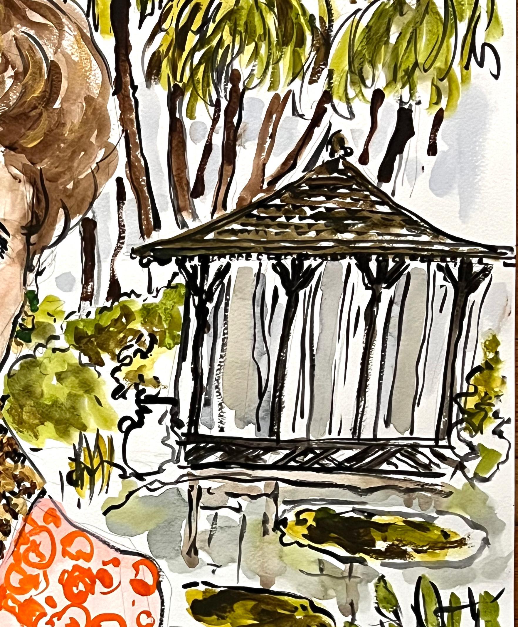 Marella Agnelli y Gianni Agnelli en Marrakech. Díptico - Figurative Art Beige de Manuel Santelices