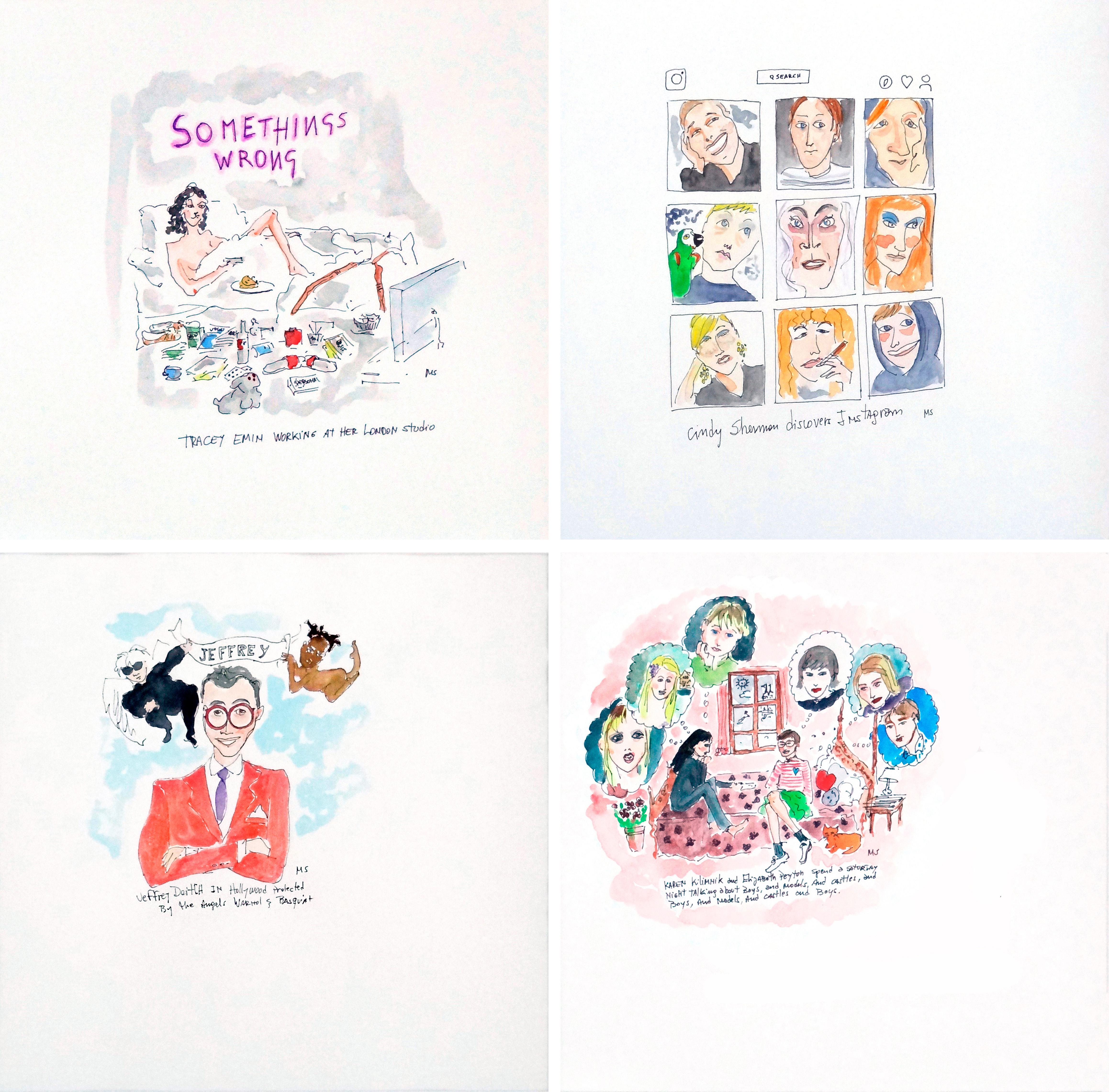 Série The Art World, aquarelle sur papier d'archives