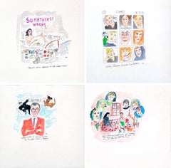 Série The Art World, aquarelle sur papier d'archives