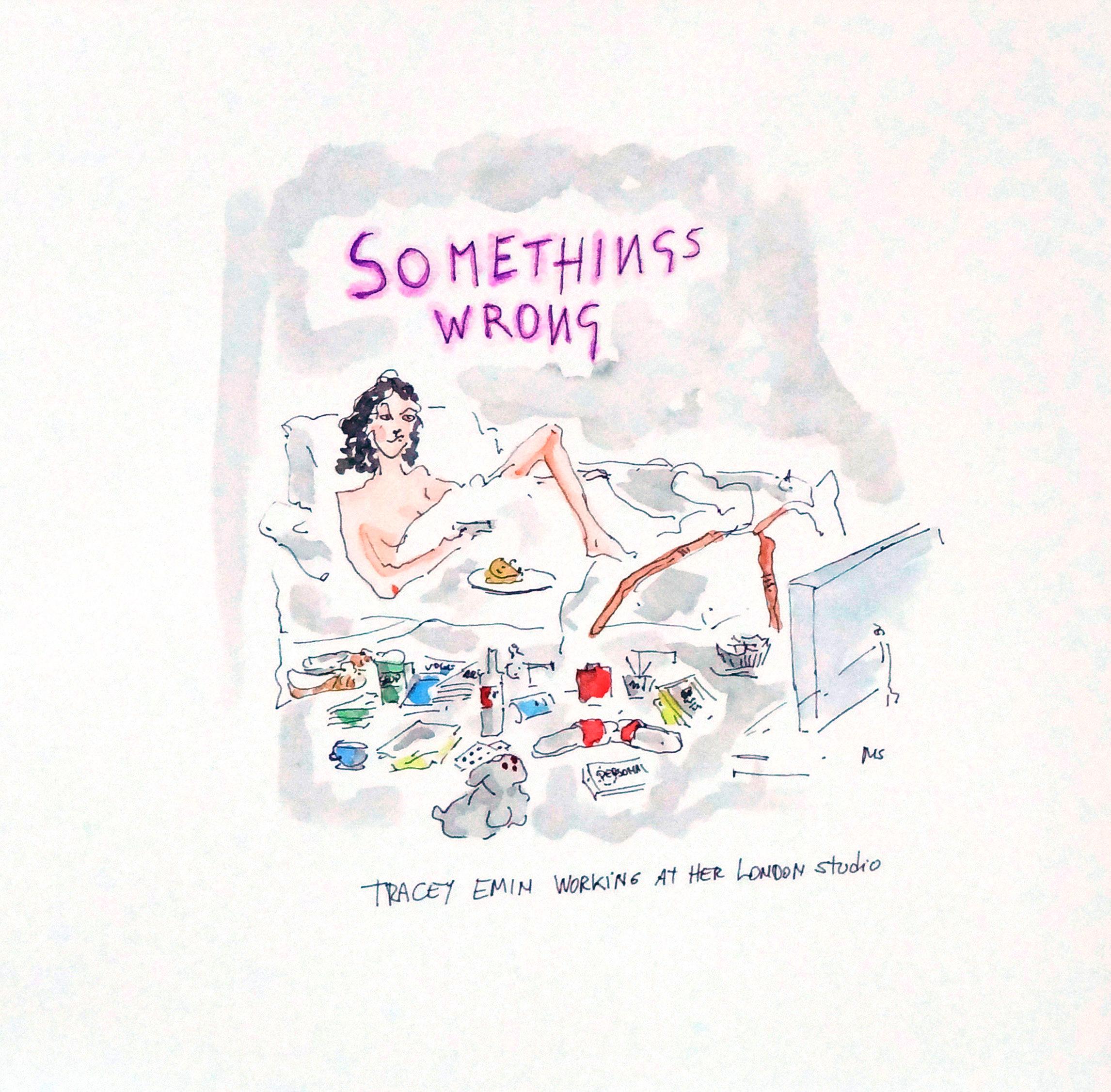 The Art World Series, Aquarell auf Archivpapier (Grau), Portrait, von Manuel Santelices