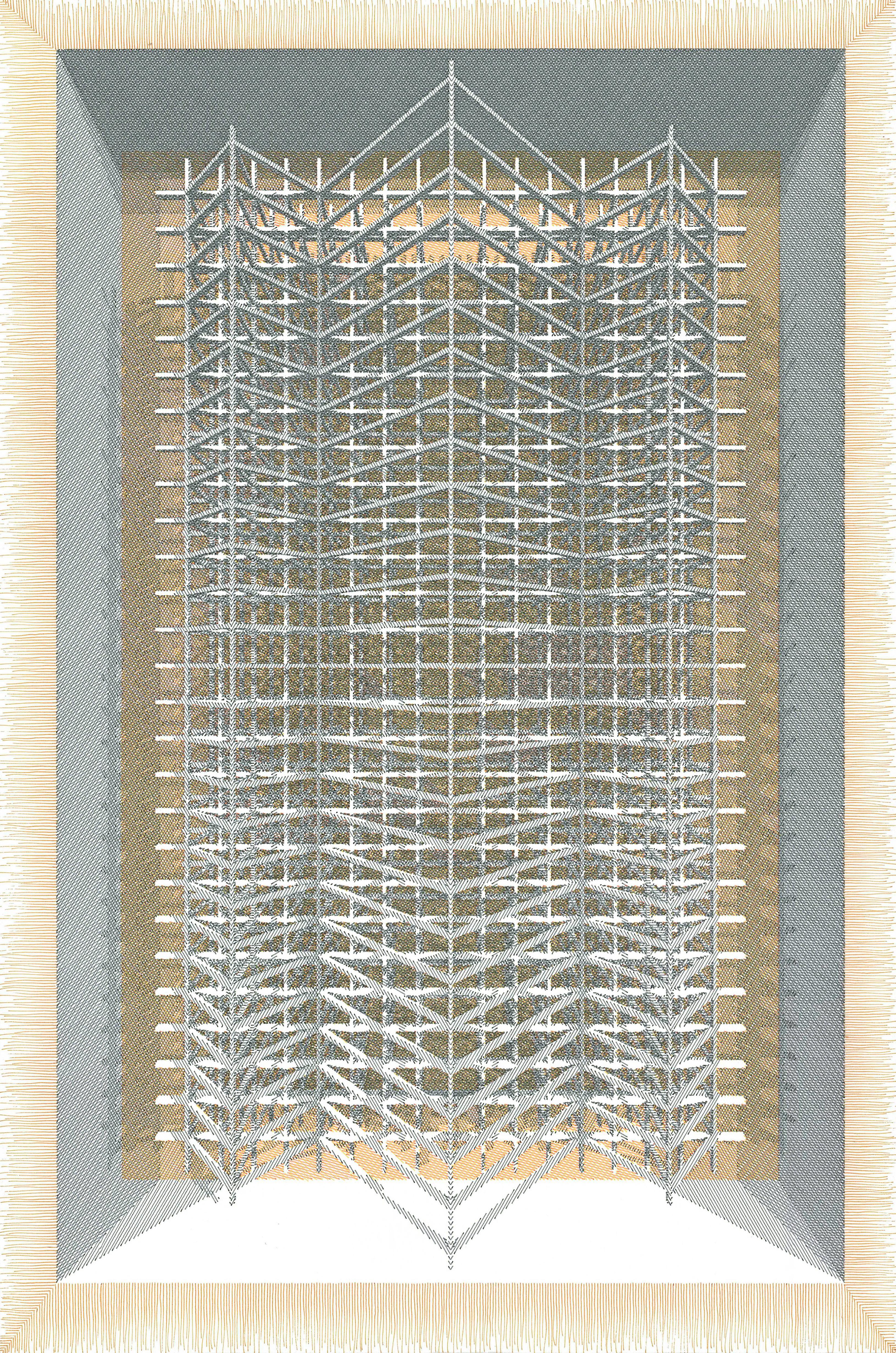 Fig. 8 BASE MORADO et NEUTRO, Diptyque, 2025 de Rodrigo Spinel 
De la série The Dibujar el Tiempo
Encre de Chine sur papier Strathmore Bristol 350g
Dimensions globales du cadre : 58,4 H x 85,8 L x 3 P cm.
Taille totale de l'image : 46 H x 61 L