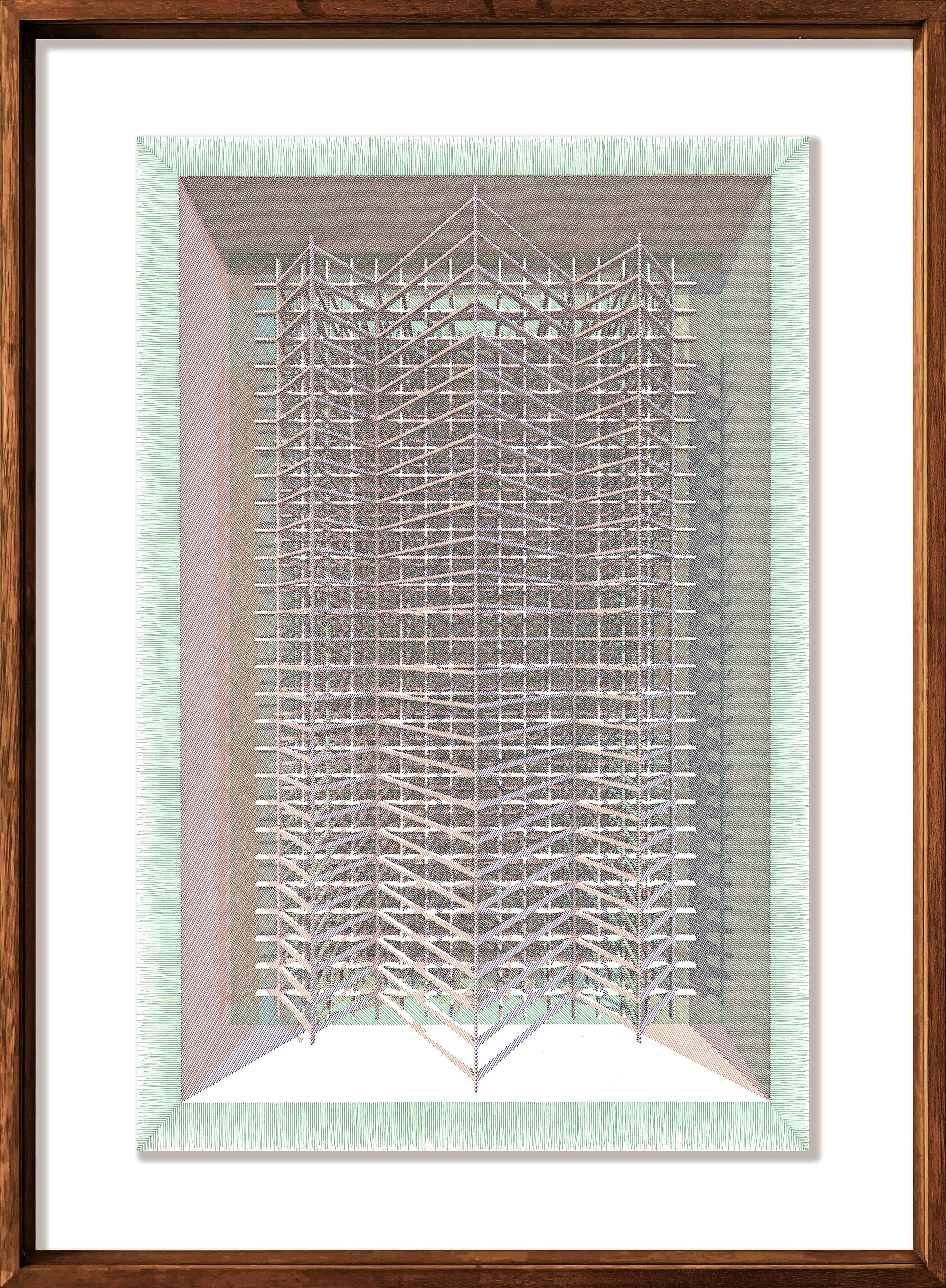 Fig. 8 BASE VERDE et NARANJA, Diptyque De la série The Dibujar el Tiempo - Abstrait Art par Rodrigo Spinel 