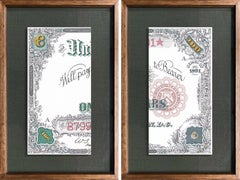 300K, 100 OBVERSE LEFT ET RIGHT "WATERMELON NOTE". Diptyque. Dessin sur papier