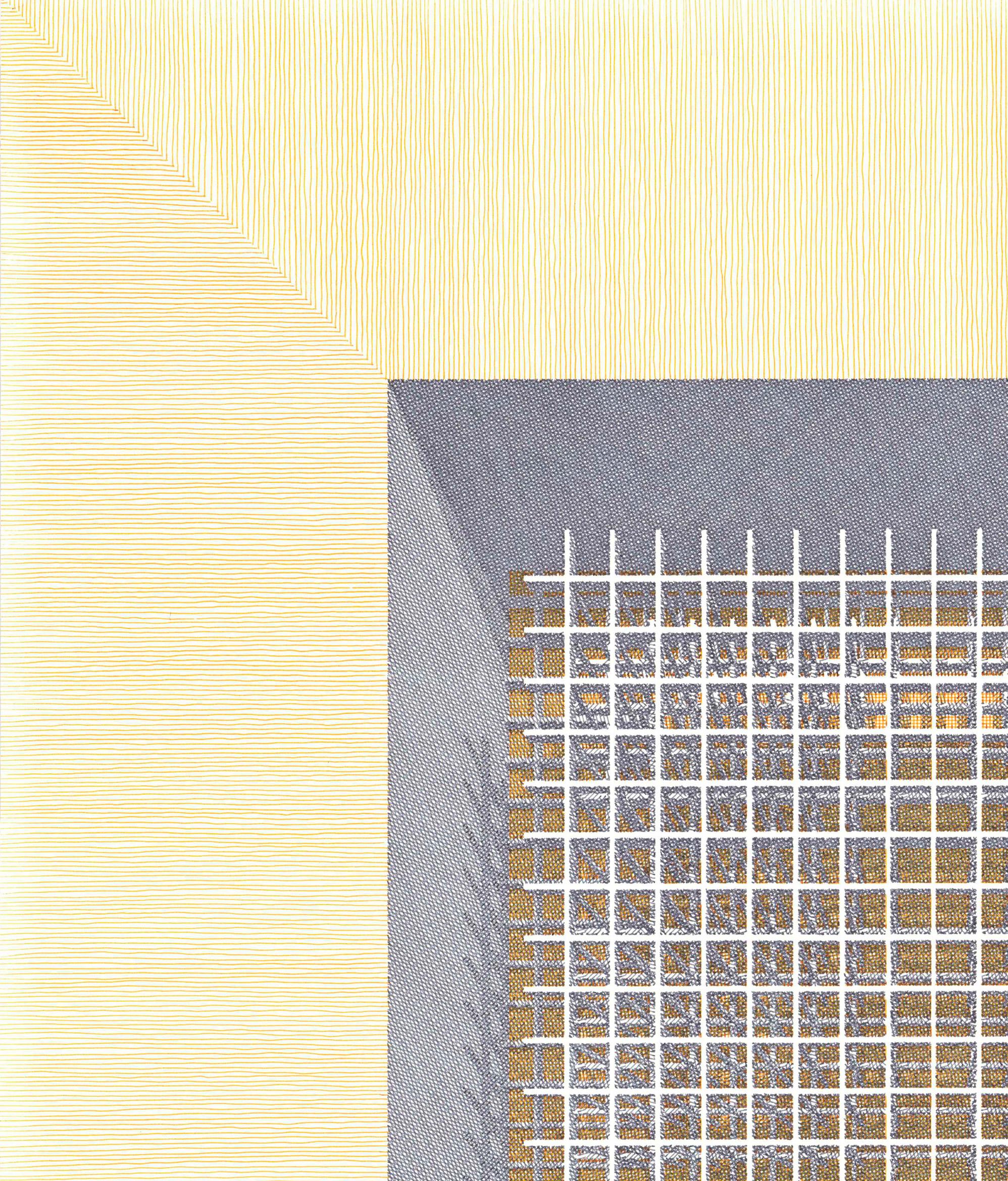 Abb. 9 BASE, 2025 von Rodrigo Spinel 
Aus der Serie Dibujar el Tiempo
Tusche auf 350g Strathmore Bristol Papier
Rahmengröße: 73,4 H x 58,1 B x 3 T cm.
Bildgröße: 61 H x 45,7 B cm.
Elfenbeinfarbenes Holz
Einzigartiges Stück

Bei dem Projekt handelt