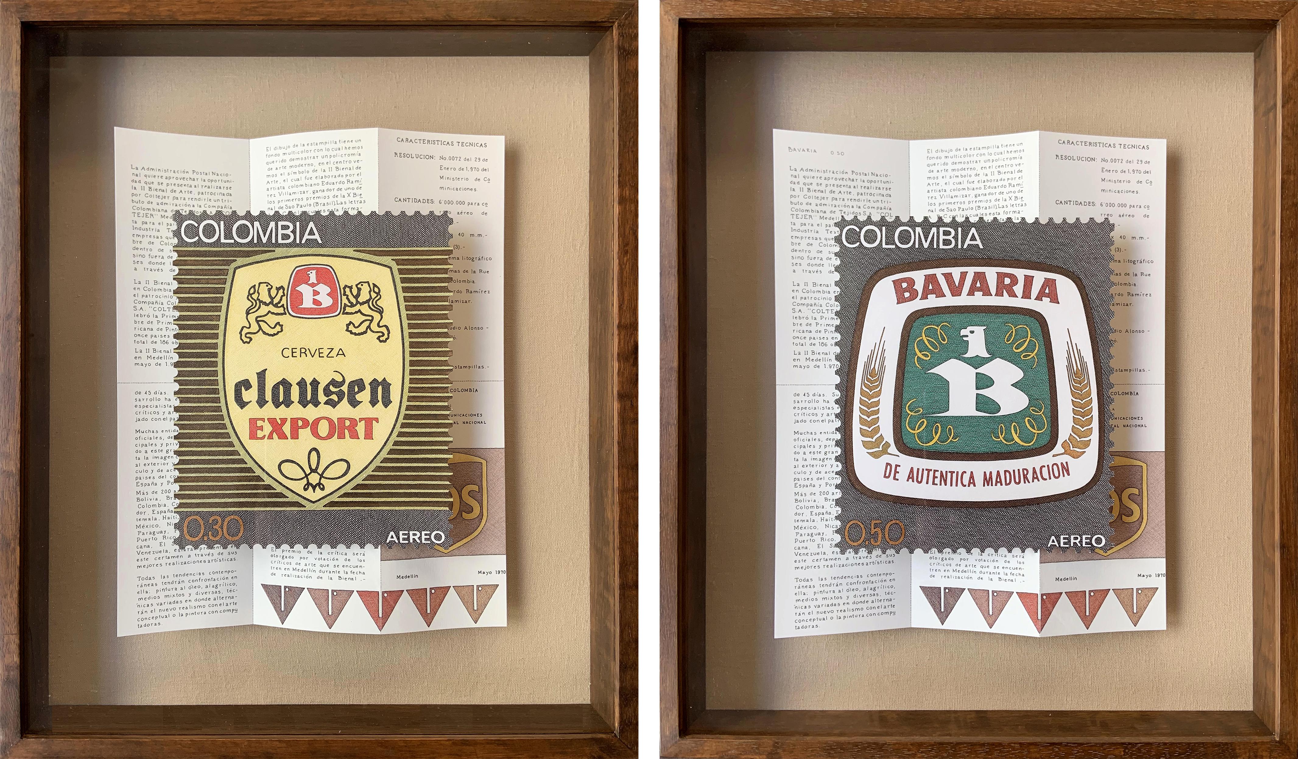 Clausen und Bayern. Briefmarke, Diptychon. Aus der Reihe Bedingungen und Konditionen
