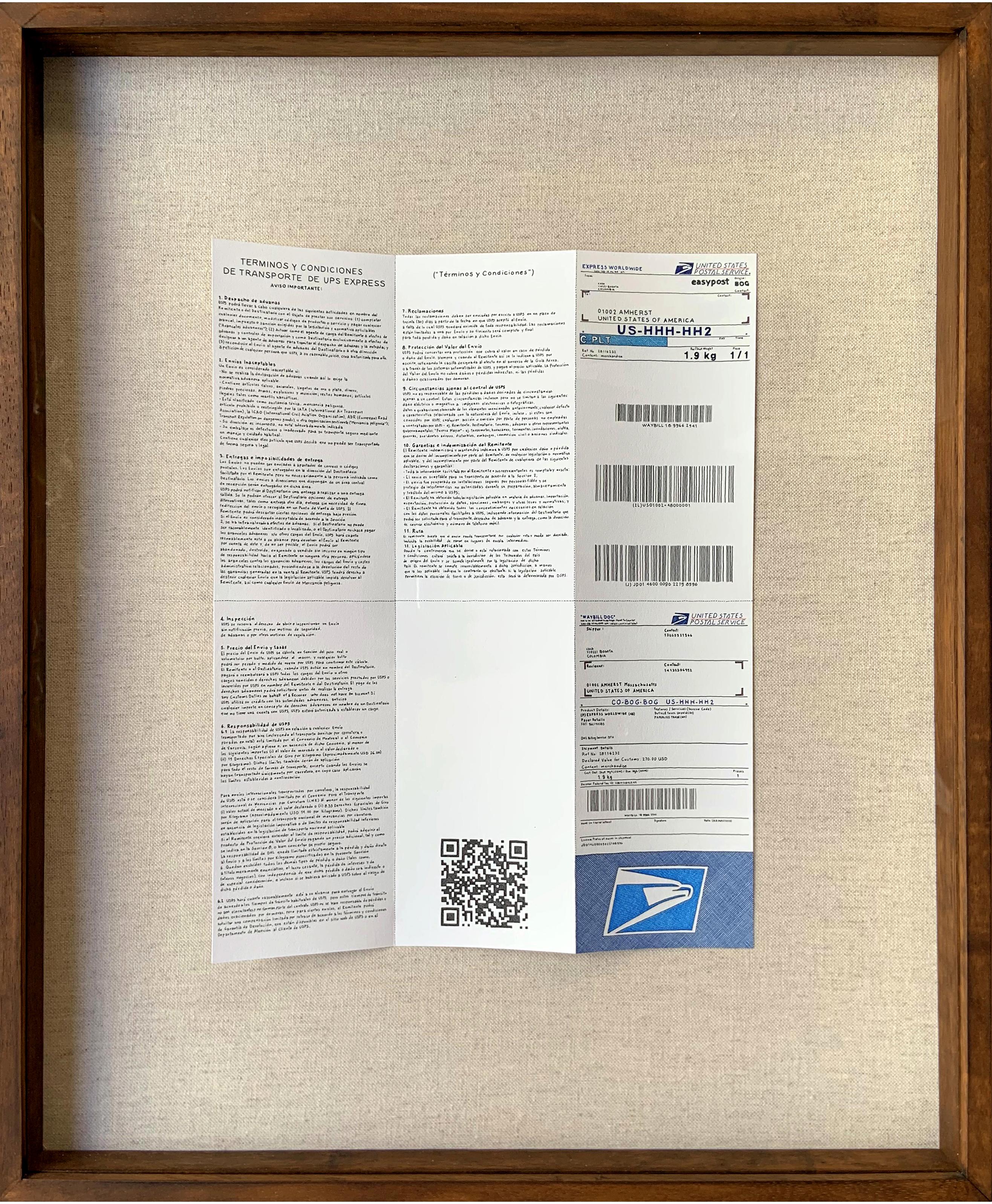 GUIA UPS Stamp and USPS Tracking, Diptych. From the series Terms and Conditions - Beige Still-Life by Rodrigo Spinel 
