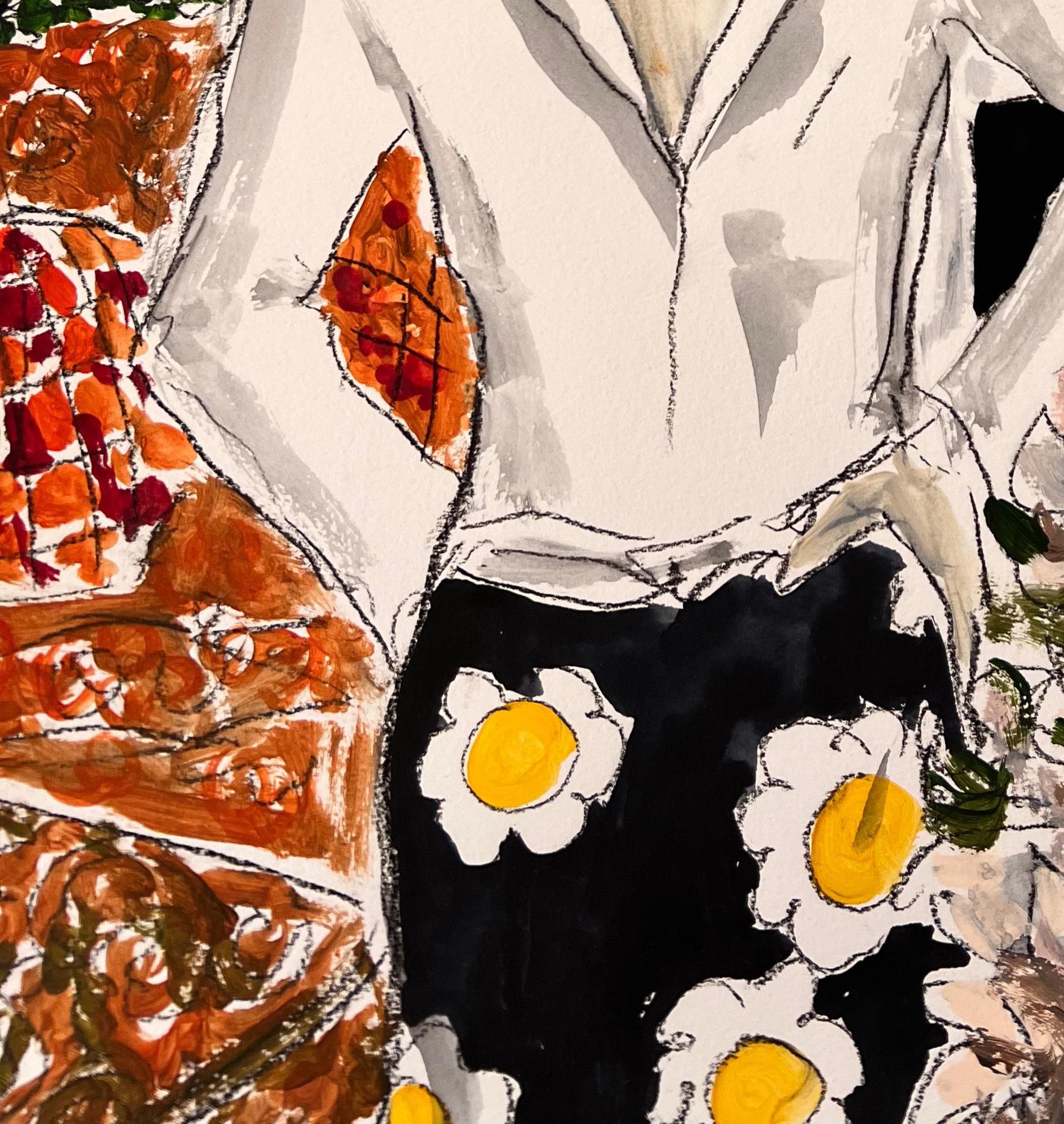 Lee Radziwill con le Peonie Rosa. Dalla serie Arte, Cultura e Società - Interior Painting Beige di Manuel Santelices