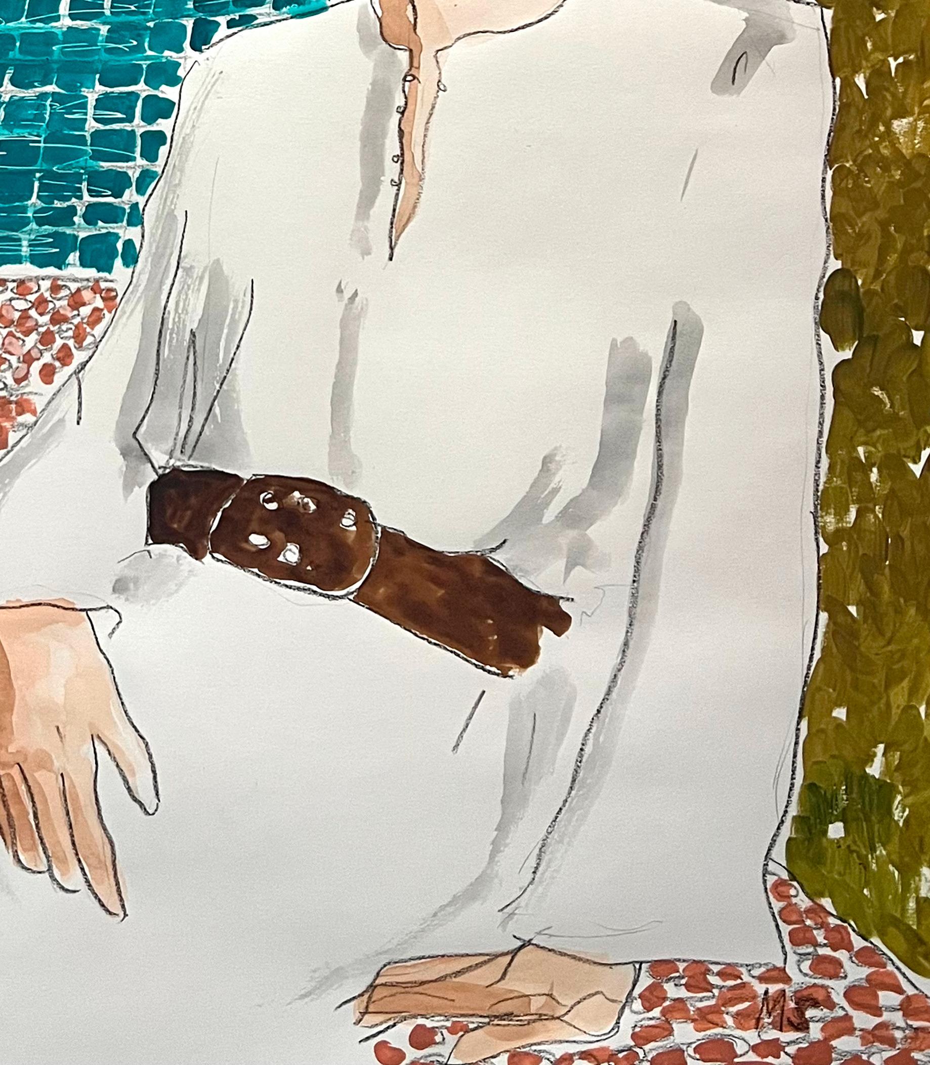 Yves in Tangier. From the Fashion series - Beige Figurative Art by Manuel Santelices