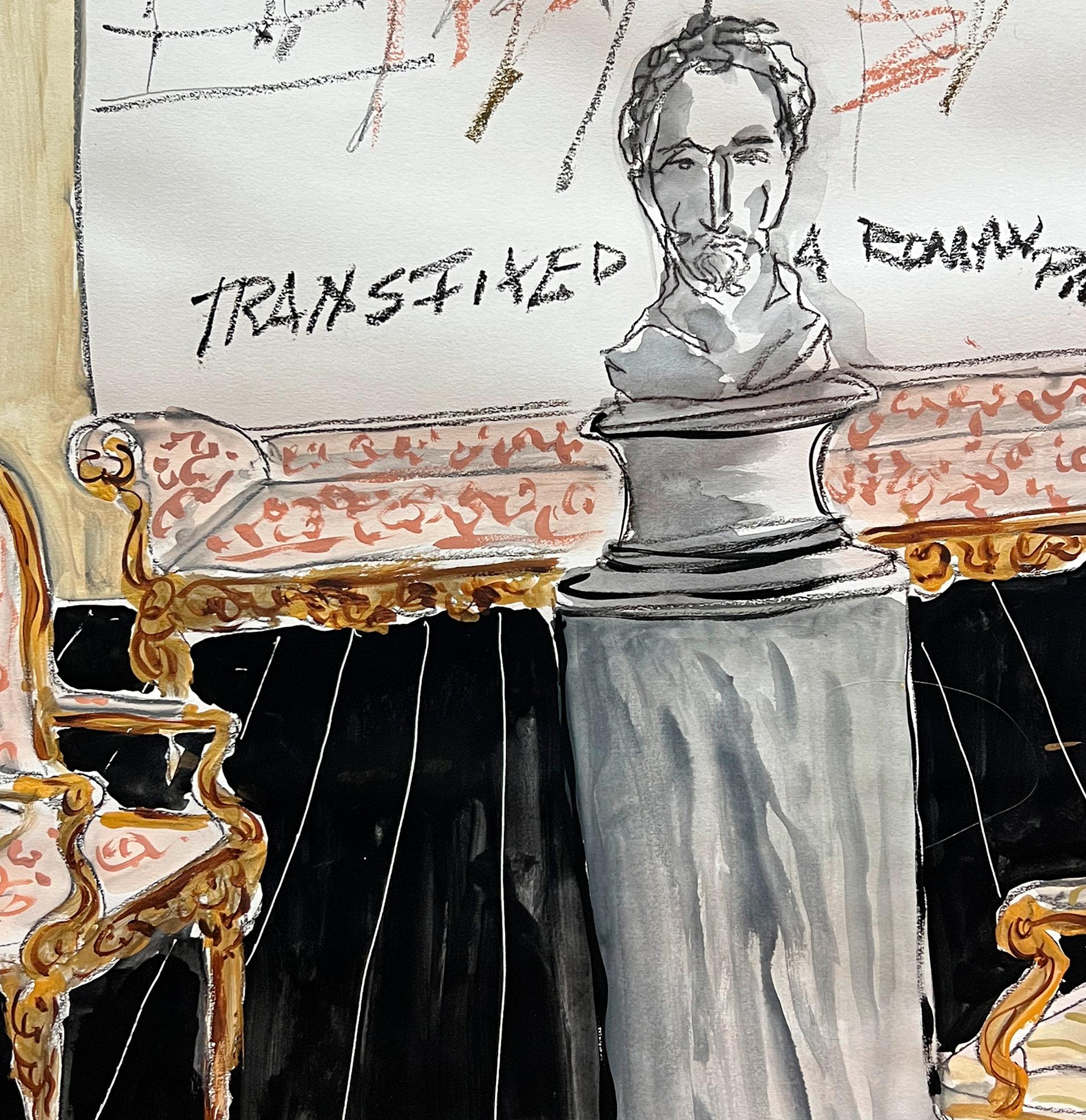 Cy Twombly mit rosa Stühlen. Aus der Serie Interiors (Zeitgenössisch), Painting, von Manuel Santelices