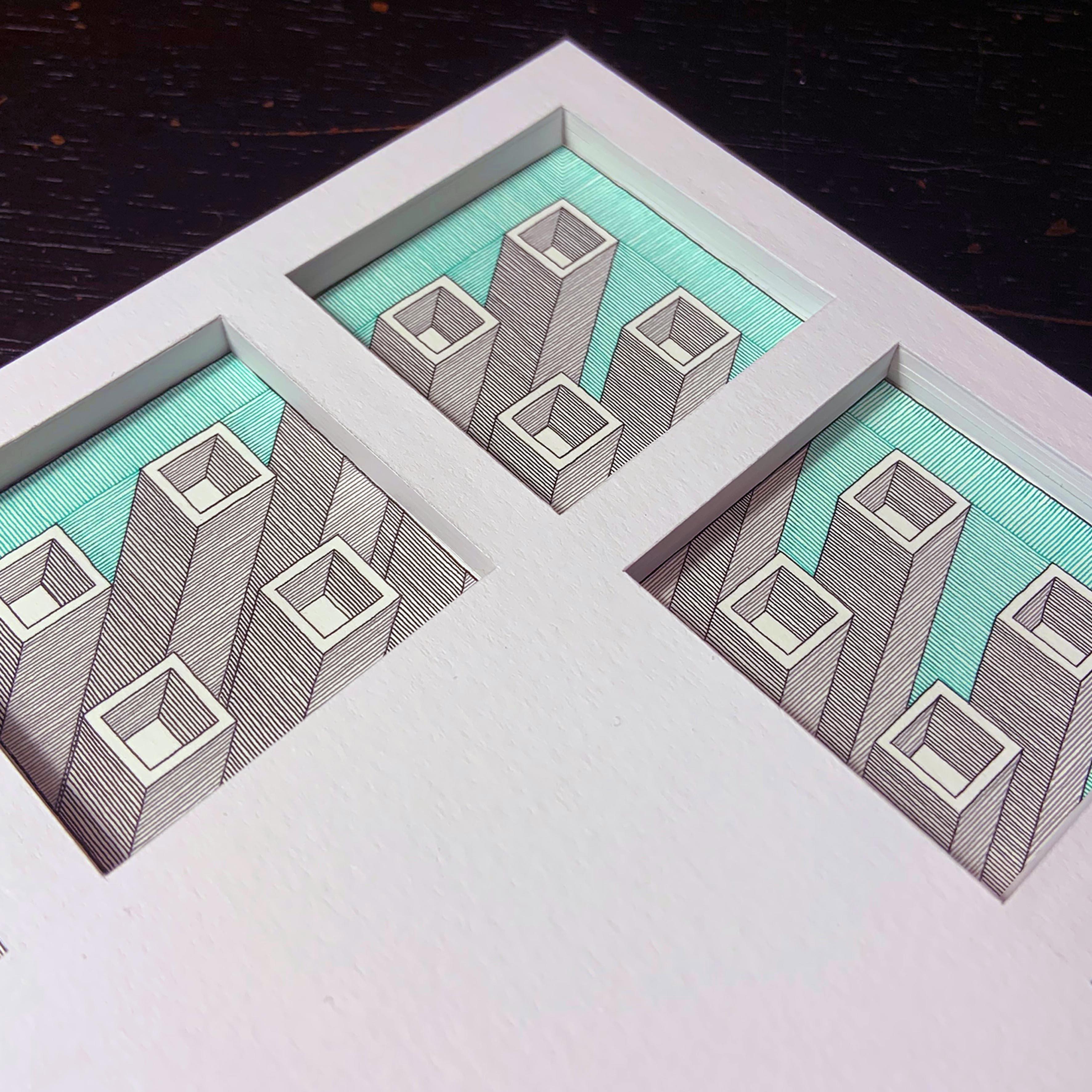 Set of 4 Abstract Drawings. From the series Illusions of the Line For Sale 1
