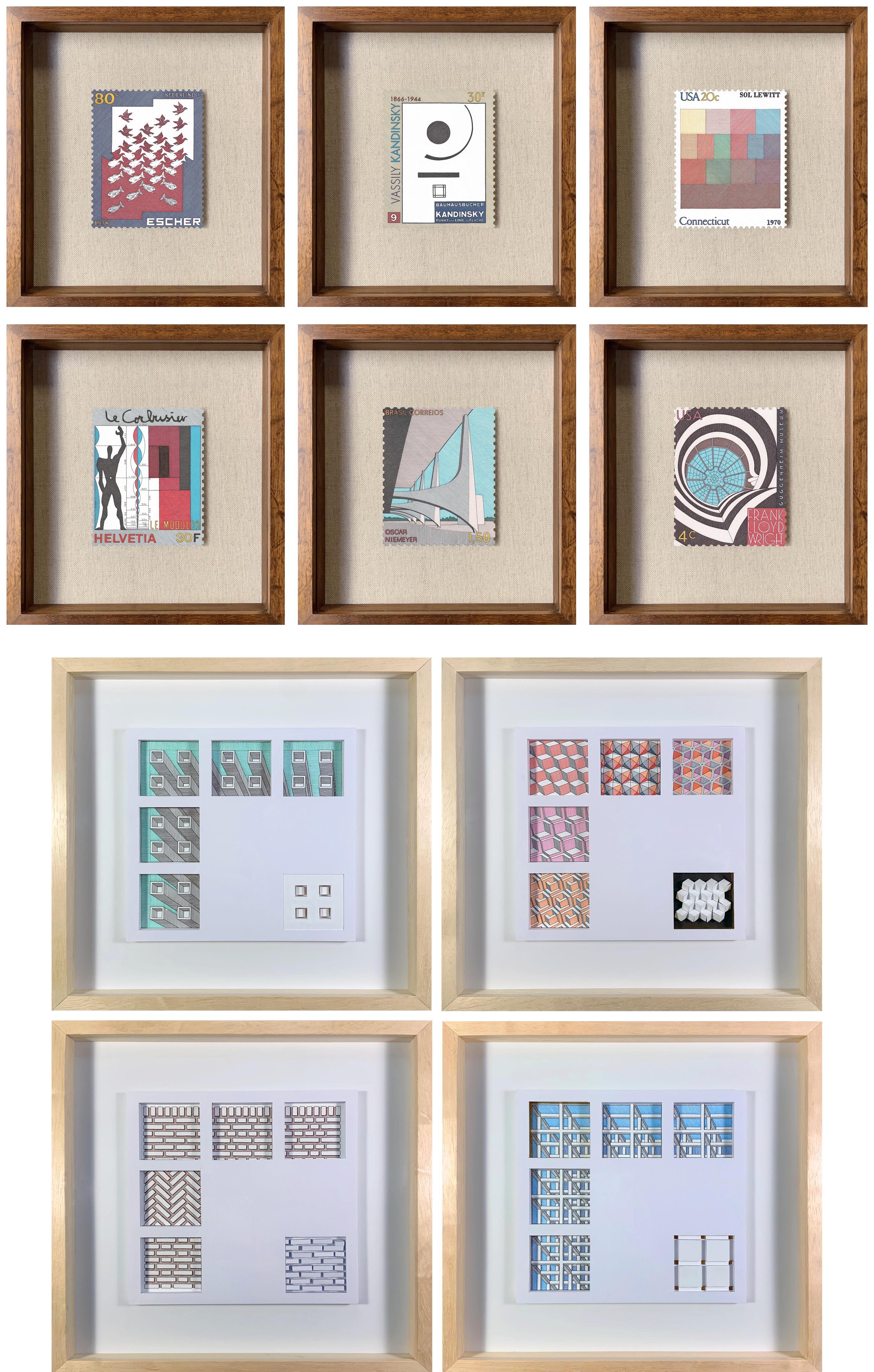 Square Abstract Drawings and Watercolors