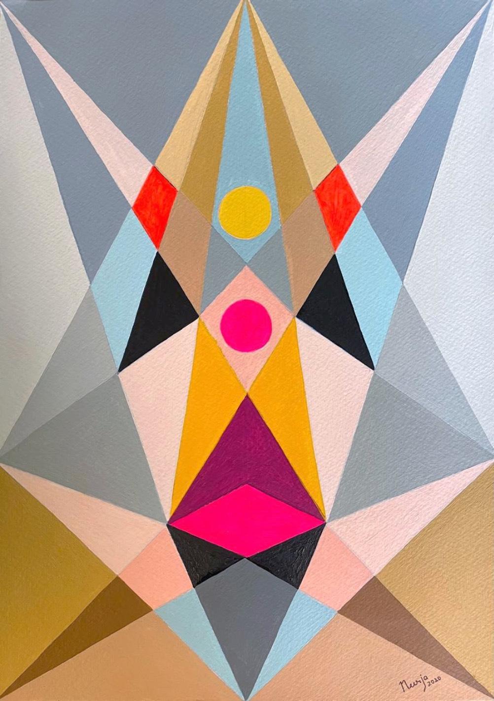 Connessione gioiosa e brillantezza, dittico. Opere su carta - Painting di Neerja Chandna Peters