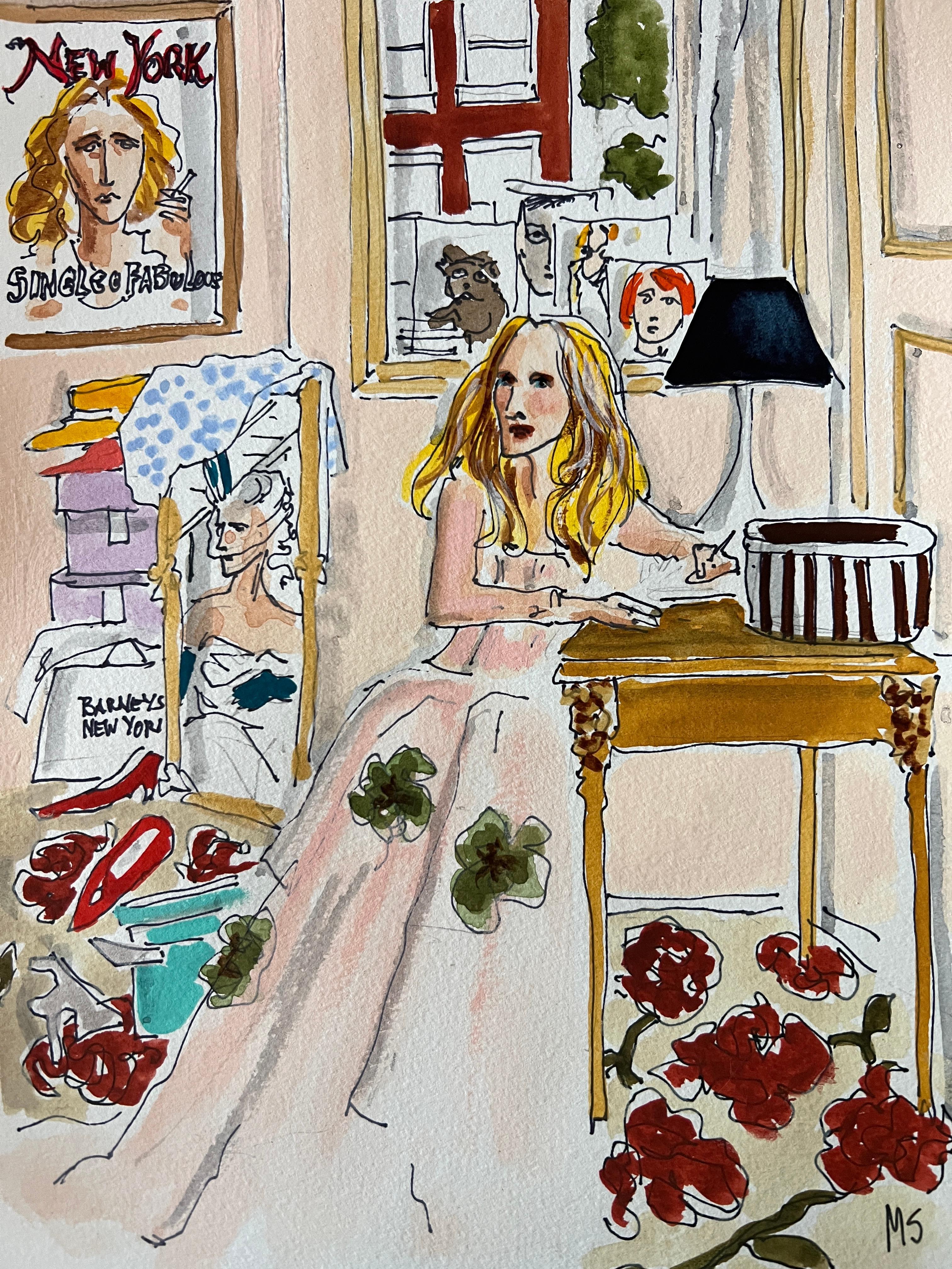 Manuel Santelices Figurative Art - Carrie Bradshaw says good bye. From the Art, Culture & Society series